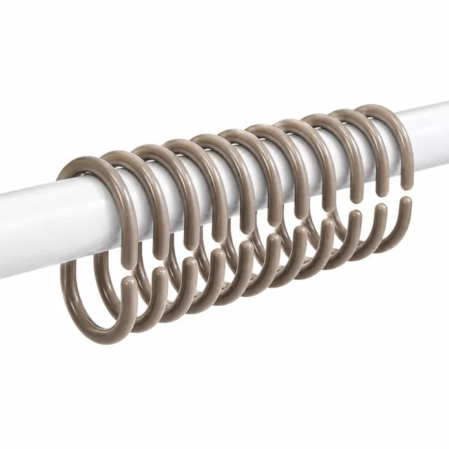 evideco-lot-12-anneaux-rideau-douche-beige-plastique image 1