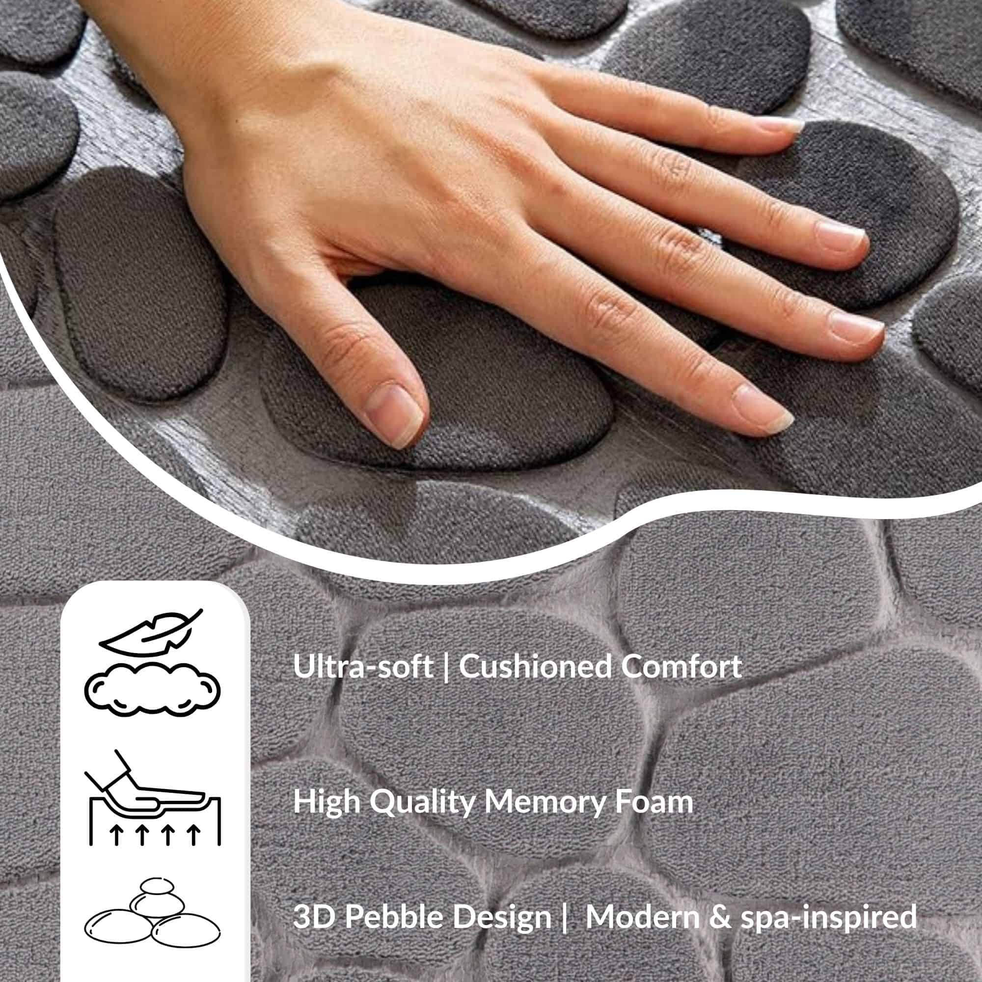 evideco-bathroom-mats-tapis-de-bain-48x18-gris-fonc-mousse-m-moire-galet image 5