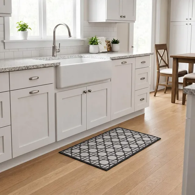evideco-home-accessories-circles-gray-tapis-cuisine-gris-20x32 image 1