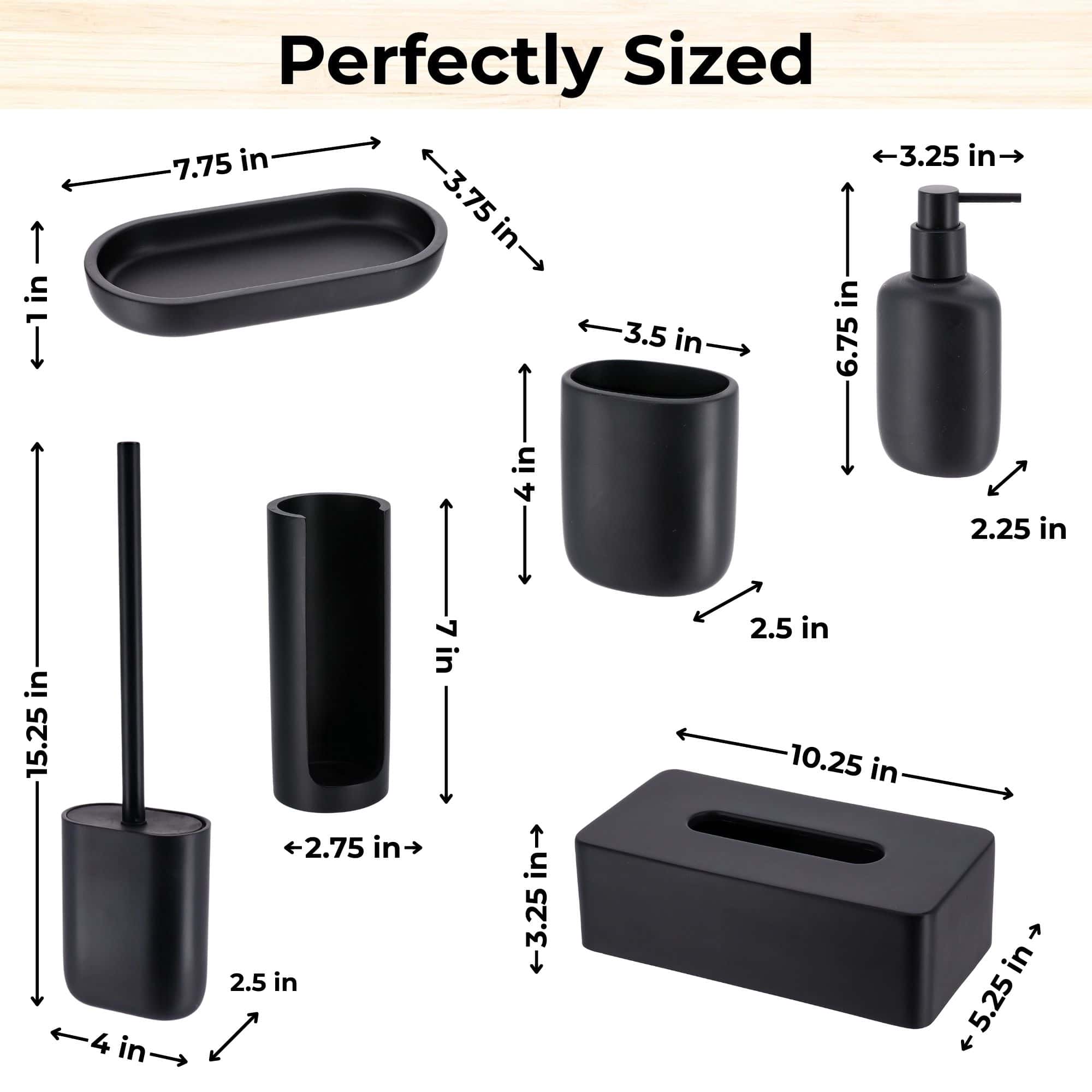 evideco-bathroom-accessories-ensemble-salle-de-bain-noir-6-pi-ces image 7