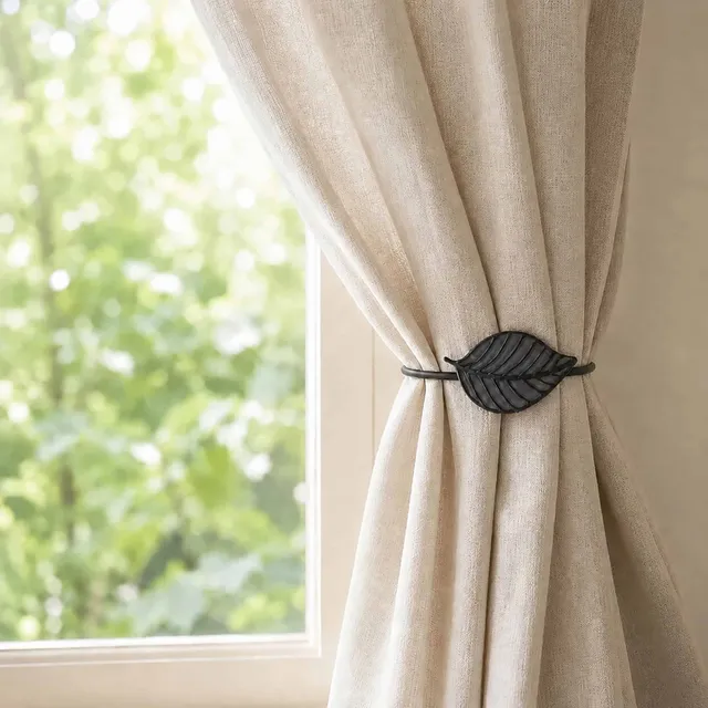 evideco-home-accessories-embrasse-rideau-feuille-gris-r-sine image 1
