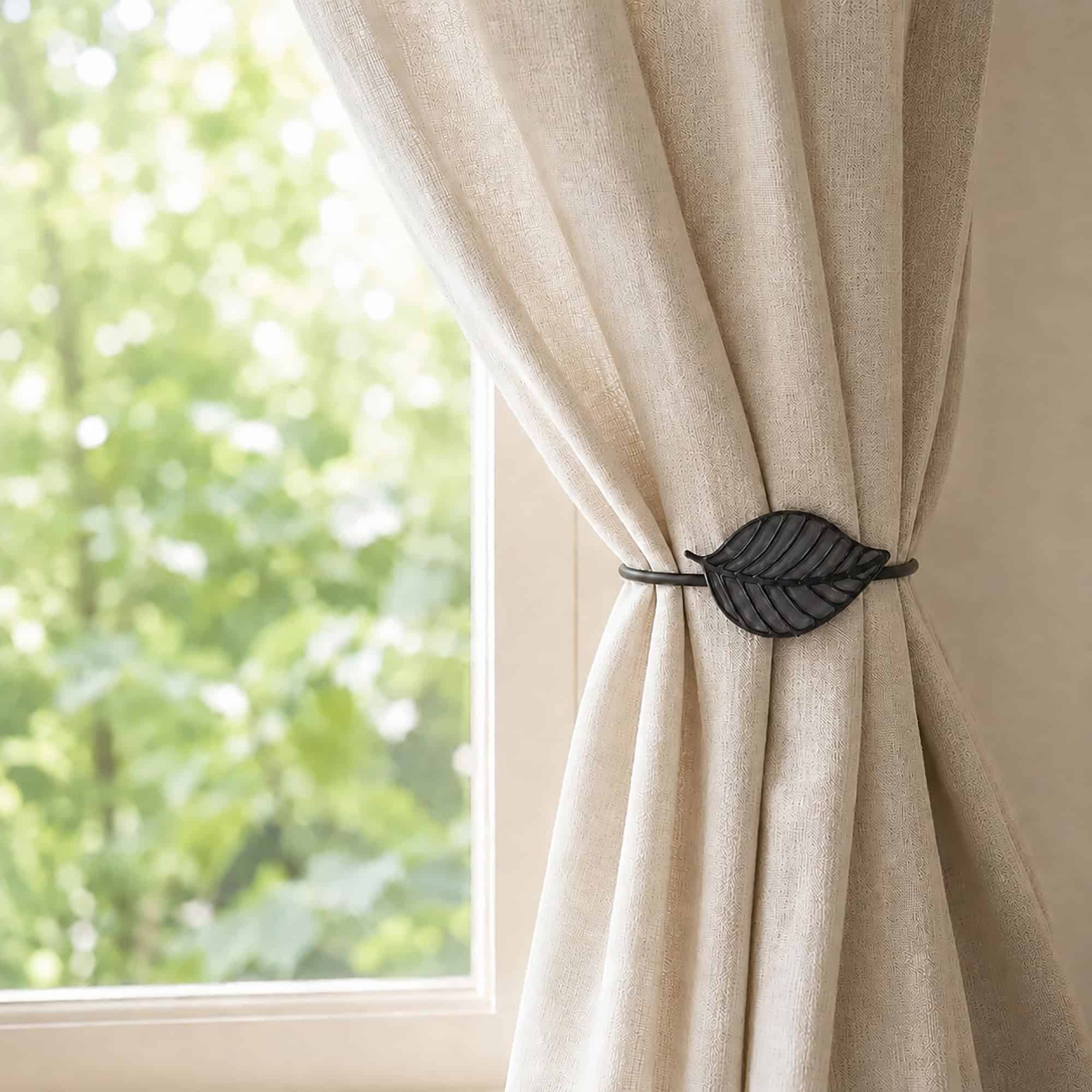 evideco-home-accessories-embrasse-rideau-feuille-gris-r-sine image 1