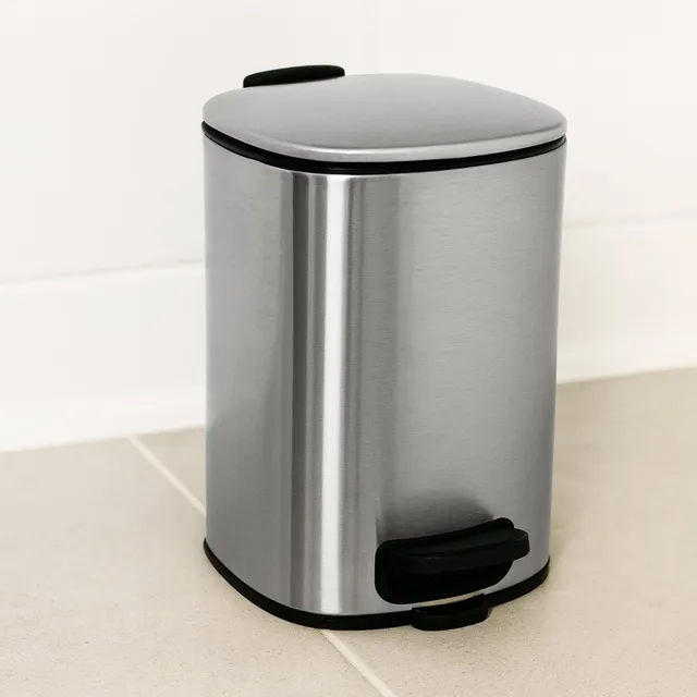 evideco-poubelle-salle-de-bain-chrome-5l-p-dale-silencieuse-carr-e image 1