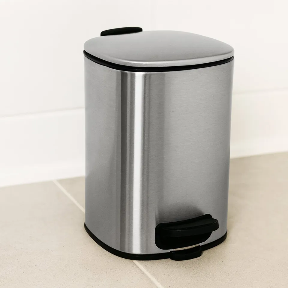 evideco-poubelle-salle-de-bain-chrome-5l-p-dale-silencieuse-carr-e image 1