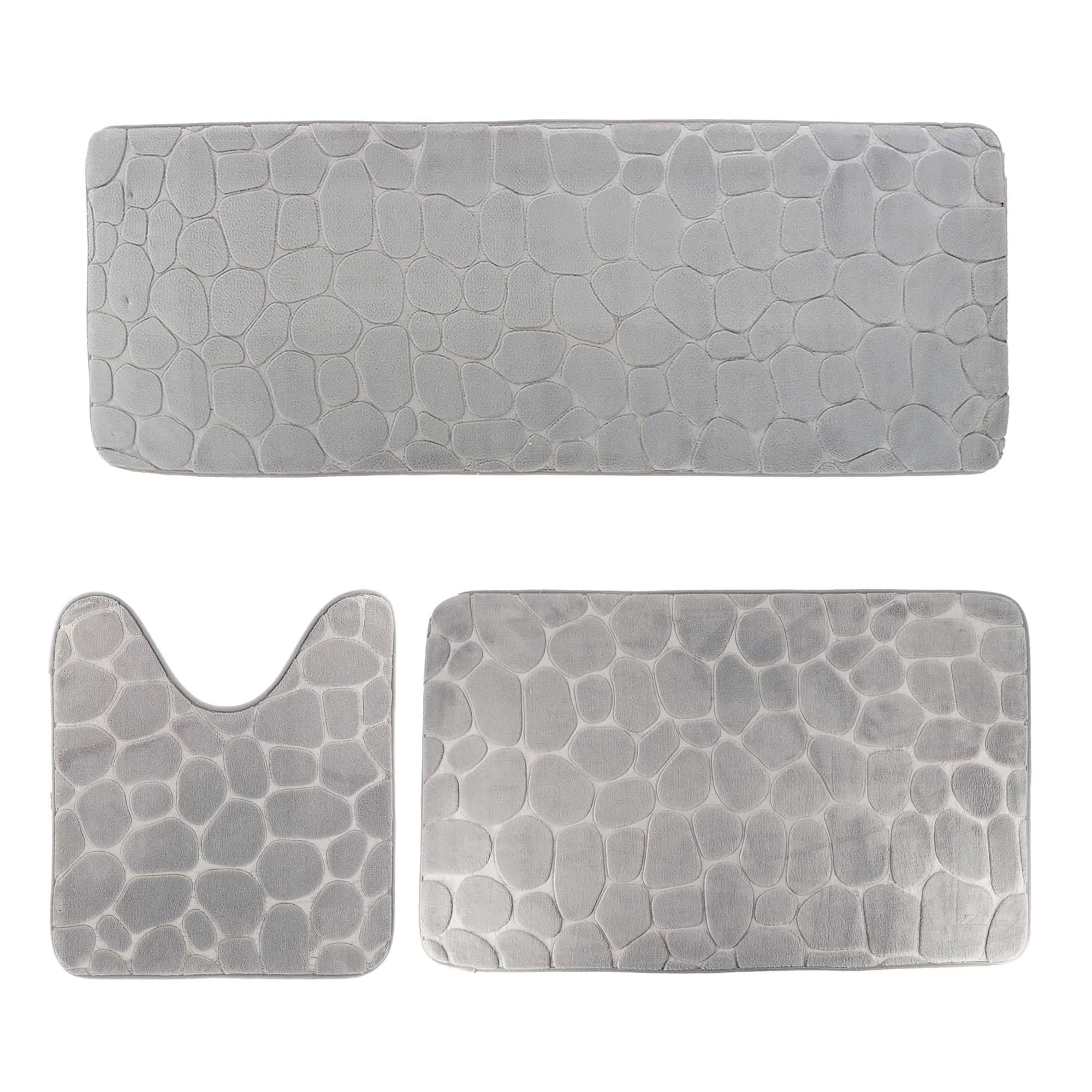 evideco-bathroom-tapis-salle-de-bain-gris-lot-3-m-moire image 8
