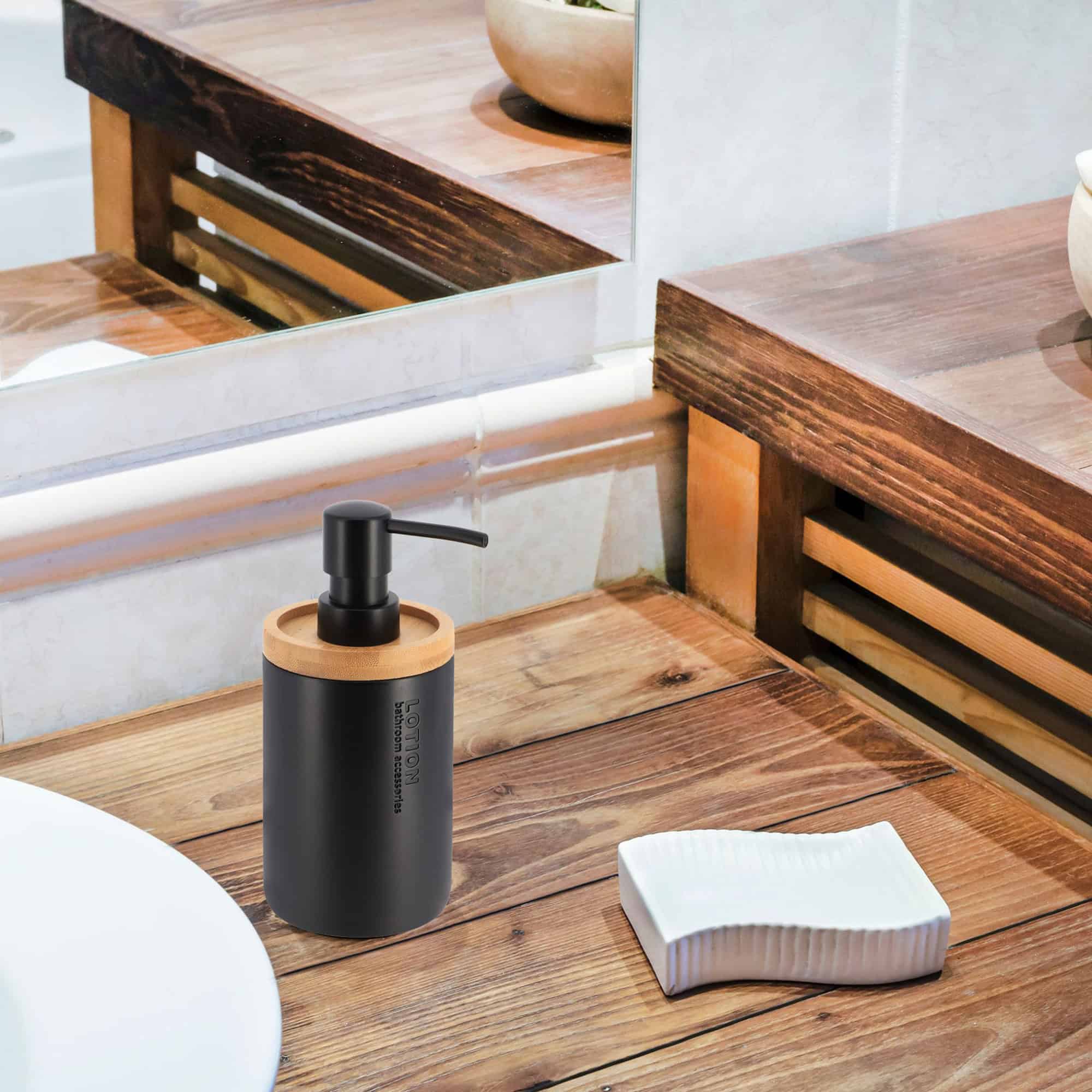 evideco-bathroom-accessories-distributeur-savon-noir-bambou image 6