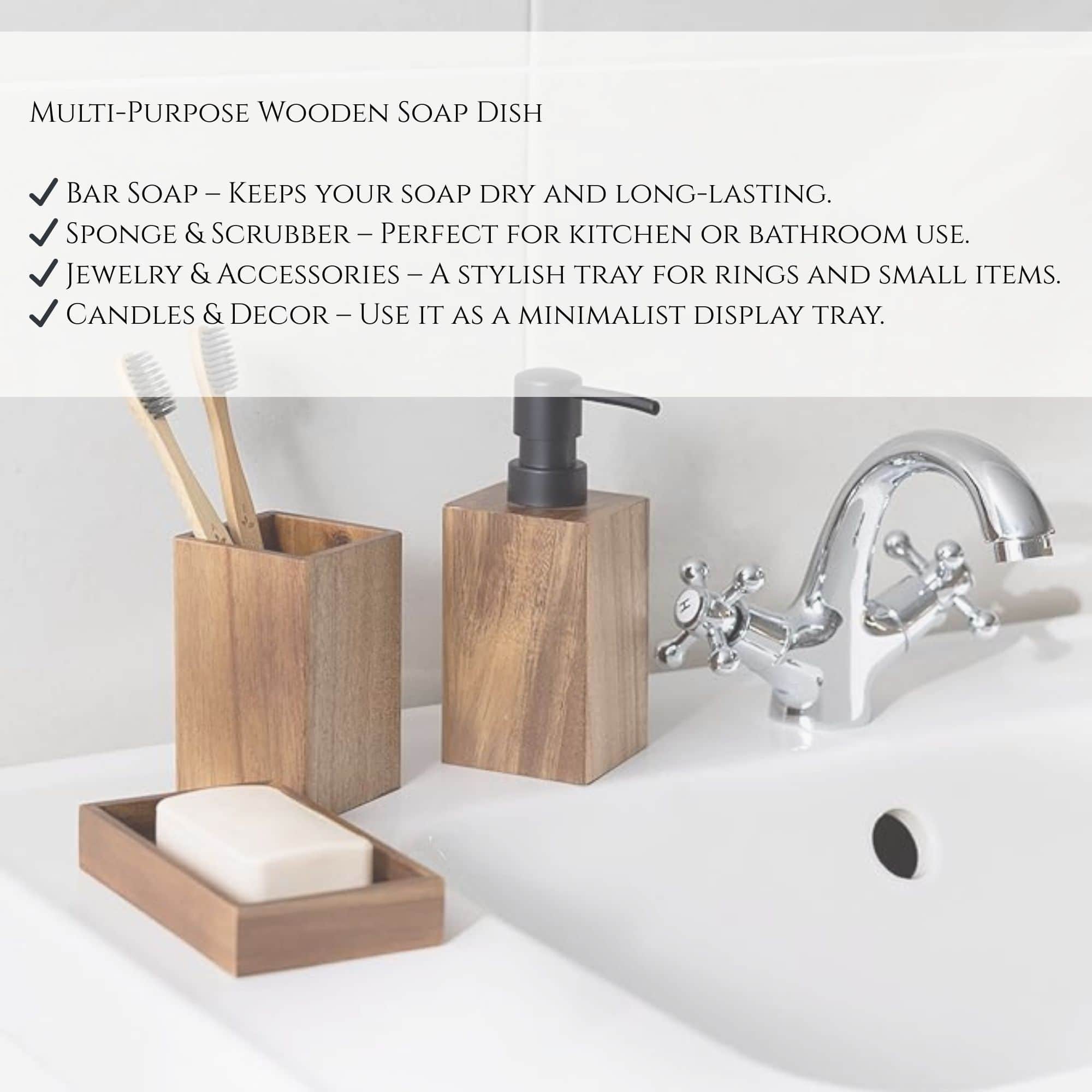 evideco-acacia-porte-savon-bois-plateau-salle-de-bain image 7