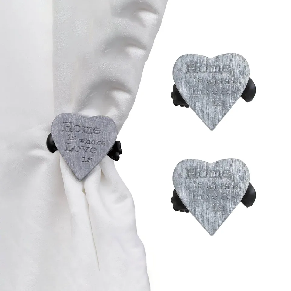 evideco-home-accessories-lot-2-pinces-rideau-coeur-bois-gris-blanc image 1