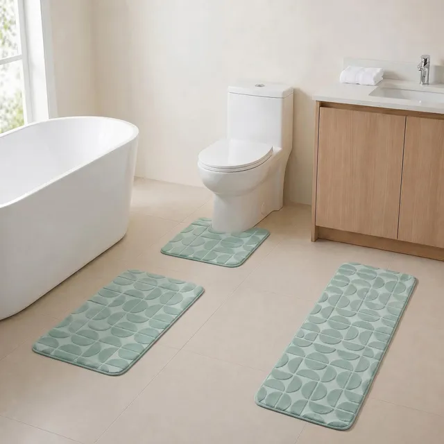 evideco-demi-lune-lot-3-tapis-salle-de-bain-vert-sauge-m-moire image 1