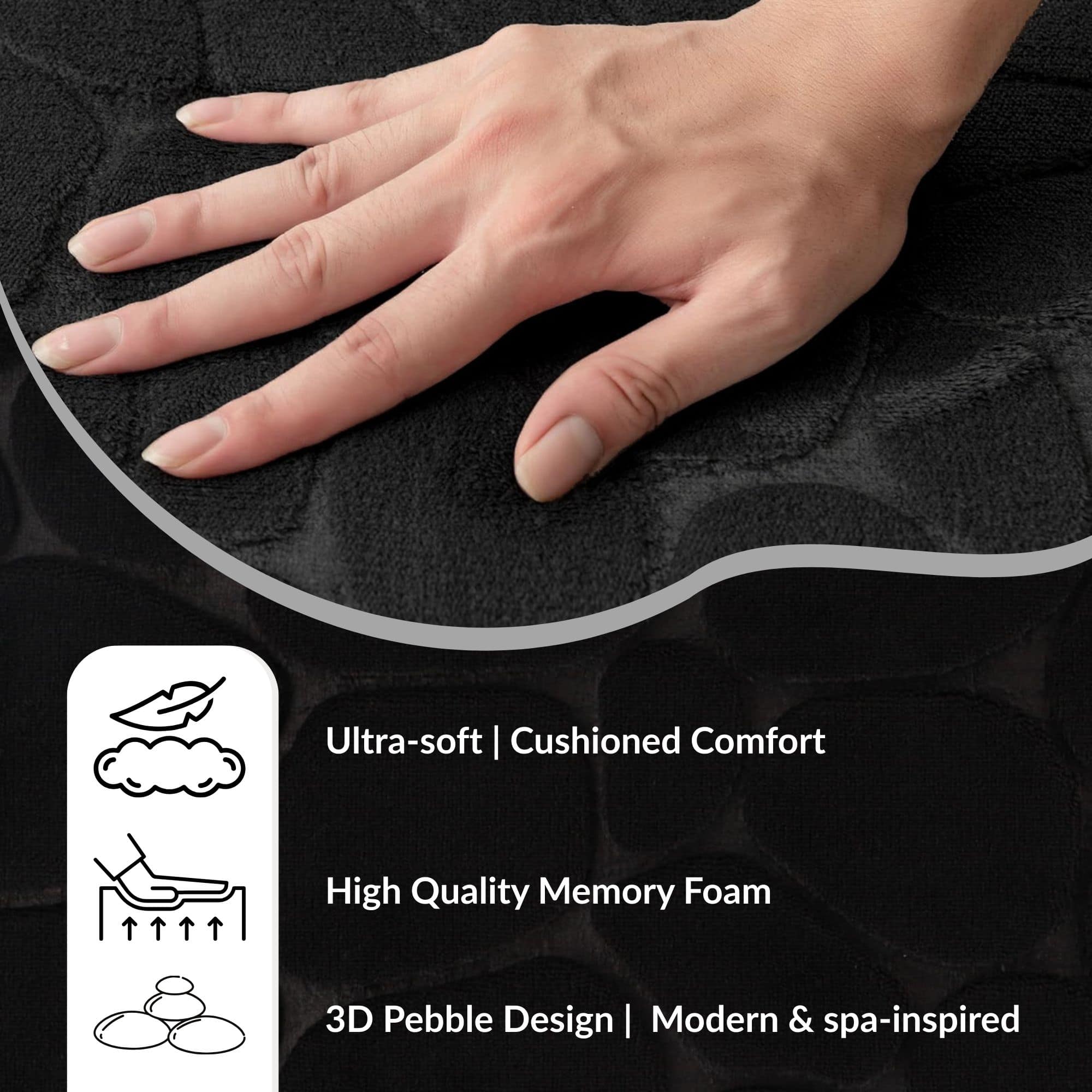 evideco-bathroom-mats-tapis-salle-de-bain-noir-3-pi-ces-m-moire image 5