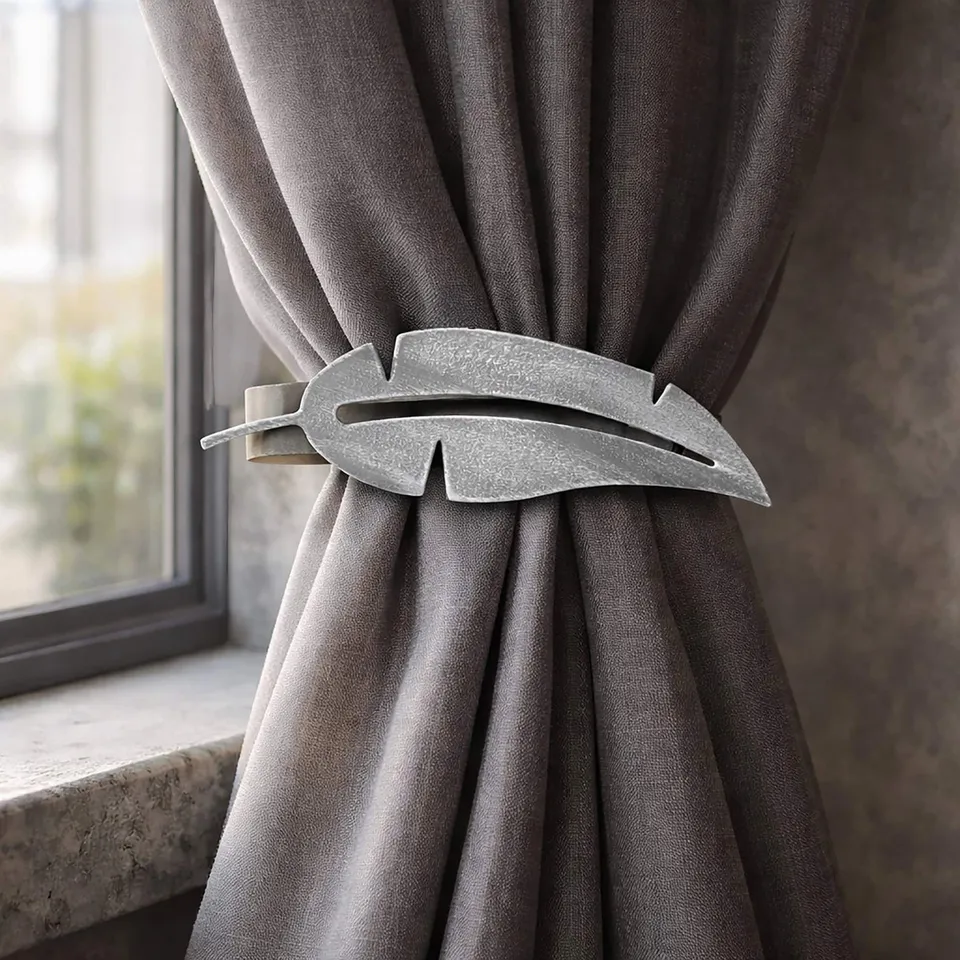 evideco-home-accessories-embrasse-rideau-plume-aimant-gris-blanc image 1