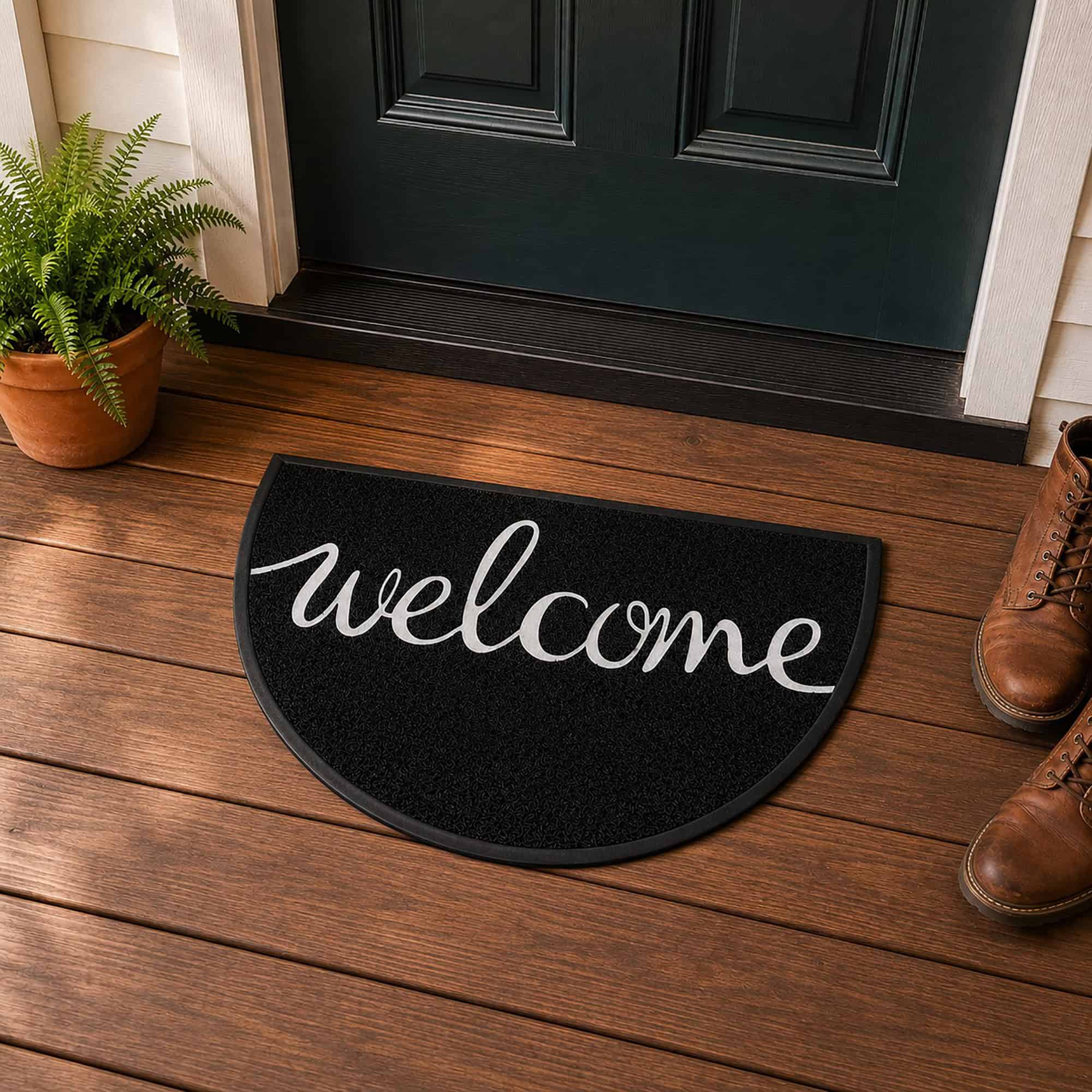 evideco-welcome-paillasson-demi-lune-noir-76x46-cm-pvc image 1