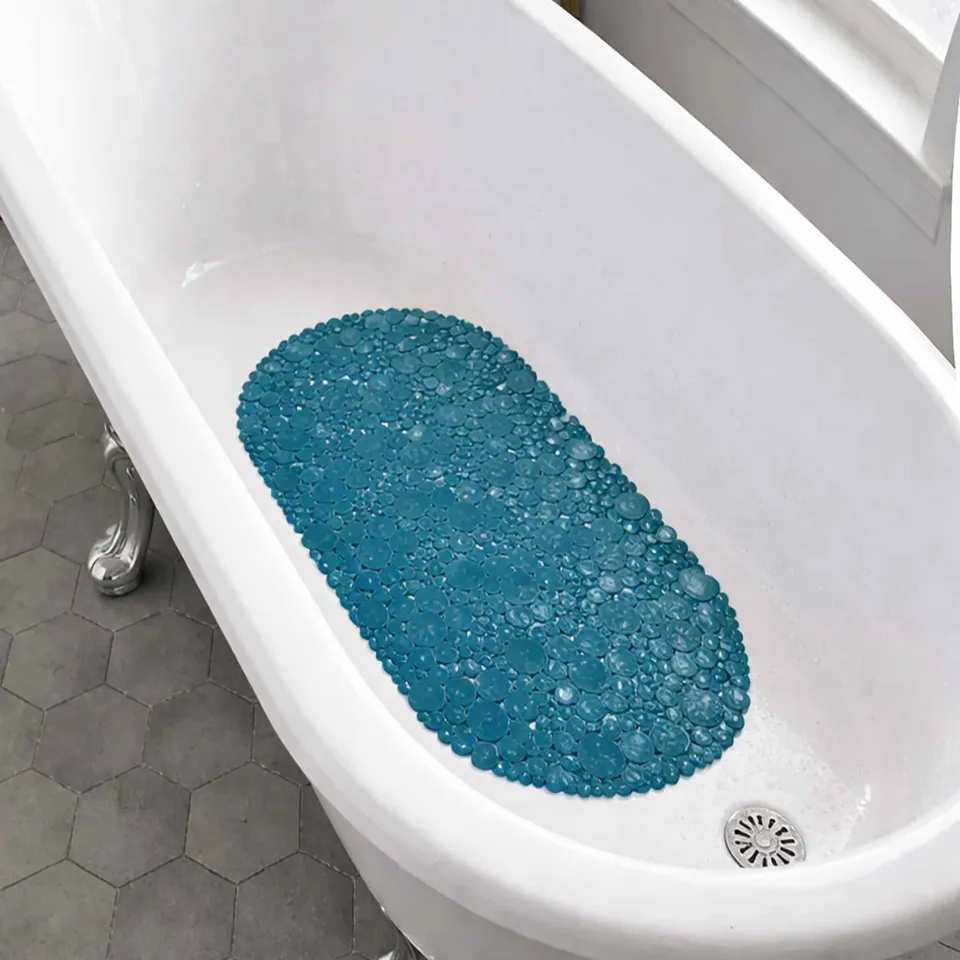 evideco-bubbles-tapis-de-baignoire-bleu-paon-ovale image 1