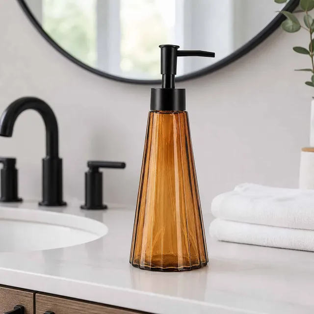 evideco-calix-distributeur-savon-verre-ambr-300-ml-pompe image 1