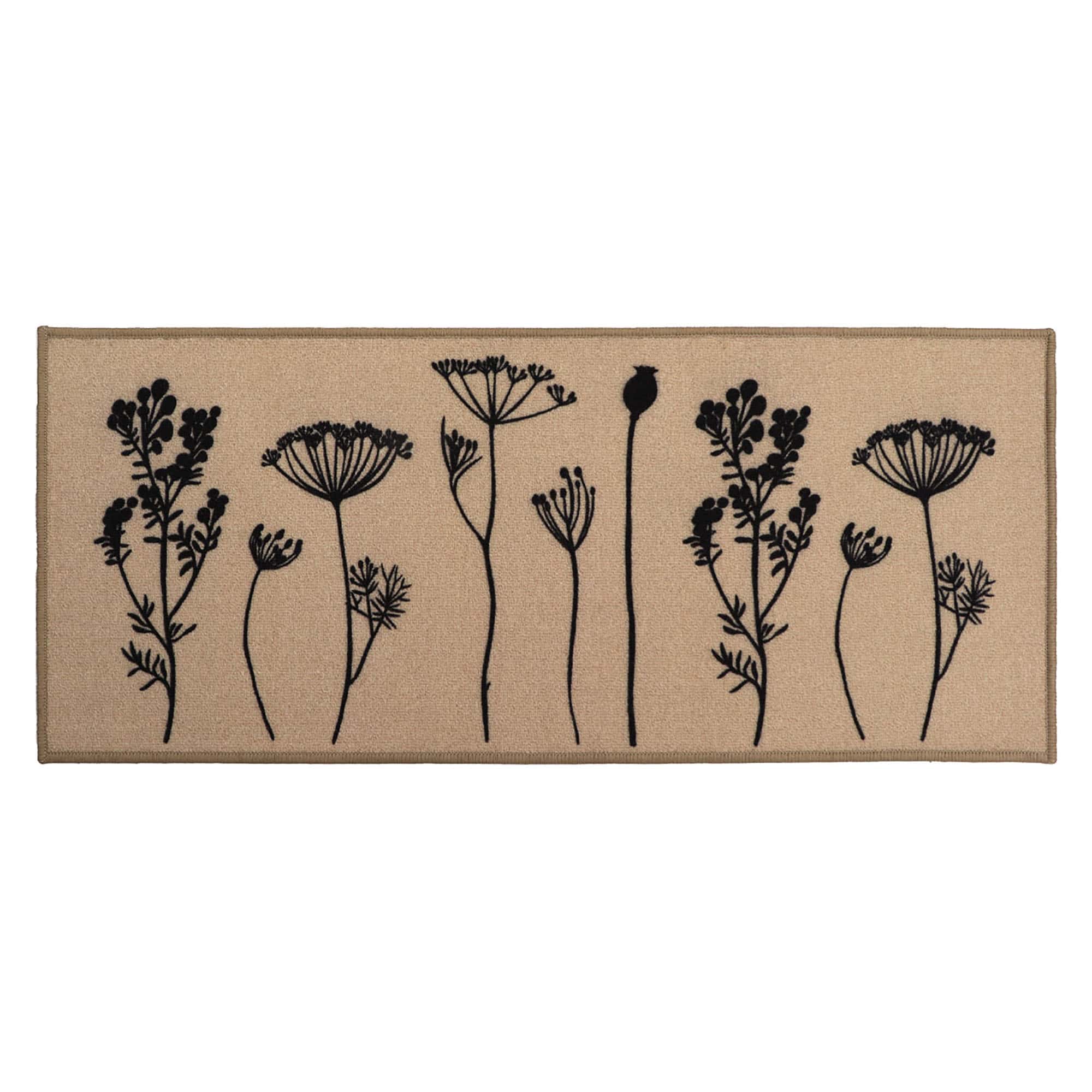 evideco-home-accessories-tapis-cuisine-fleurs-beige-noir-122x51-cm image 8
