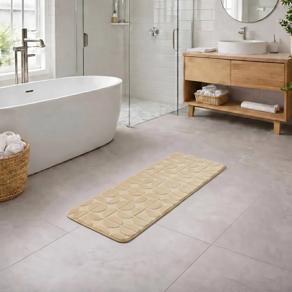 evideco-demi-lune-tapis-de-bain-cr-me-45x120-mousse-m-moire image 1