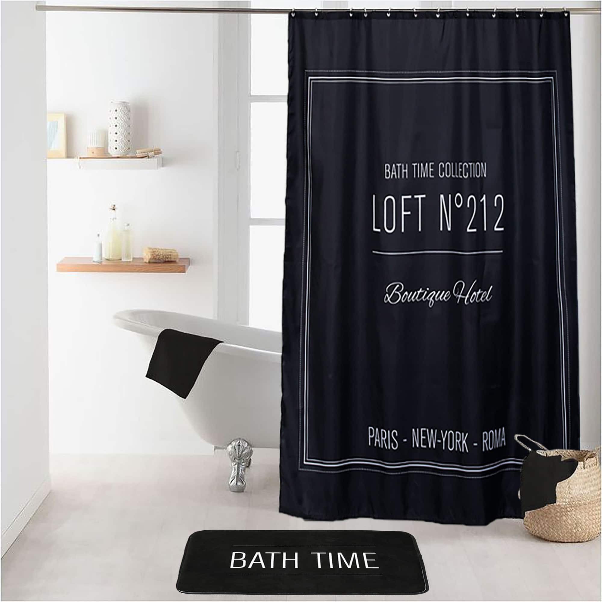 evideco-shower-accessories-rideau-douche-noir-polyester-180x200-ecrit image 5