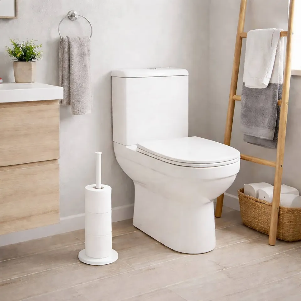 evideco-porte-papier-toilette-sur-pied-blanc-m-tal-4-rouleaux image 1