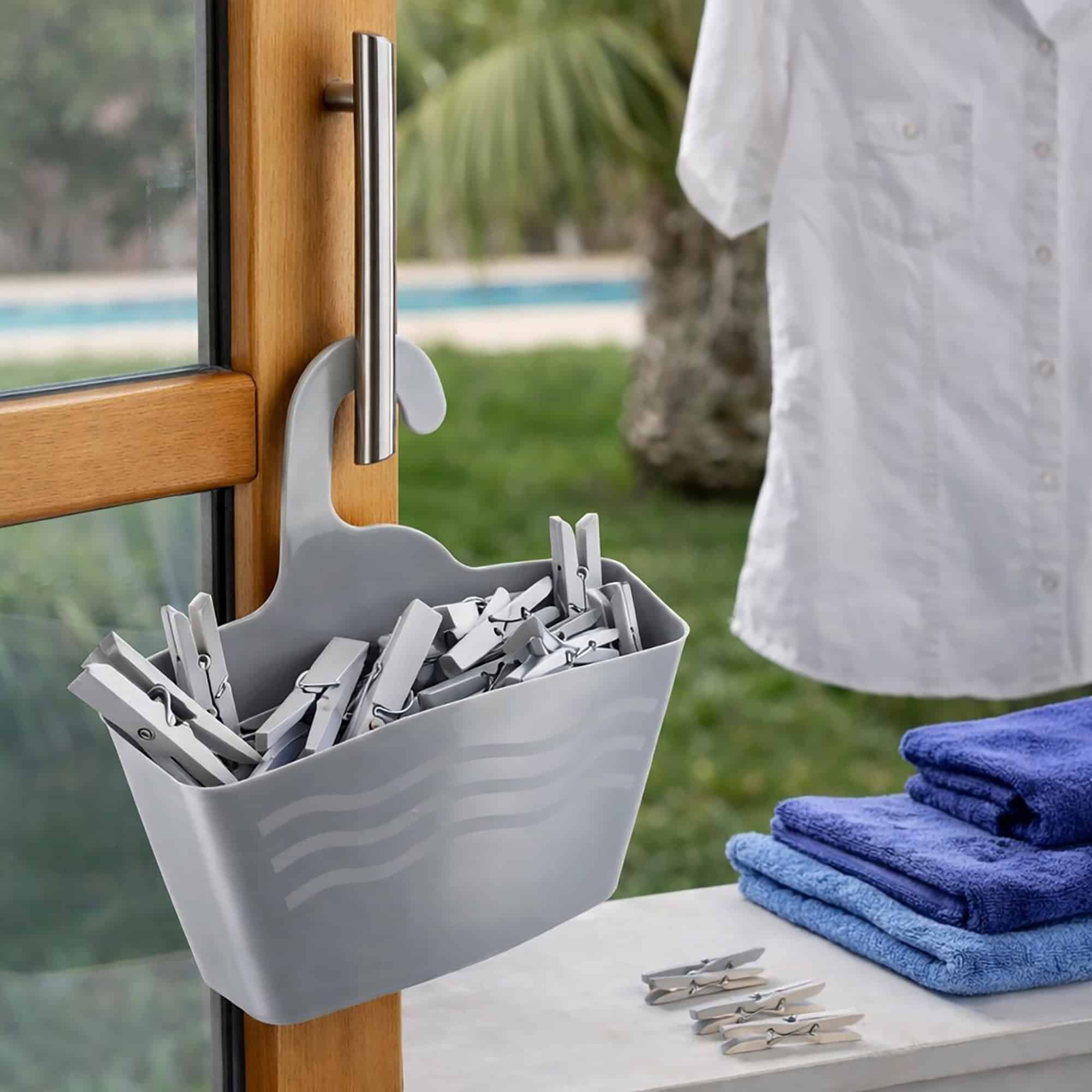 evideco-shower-accessories-panier-douche-suspendu-plastique-gris image 4