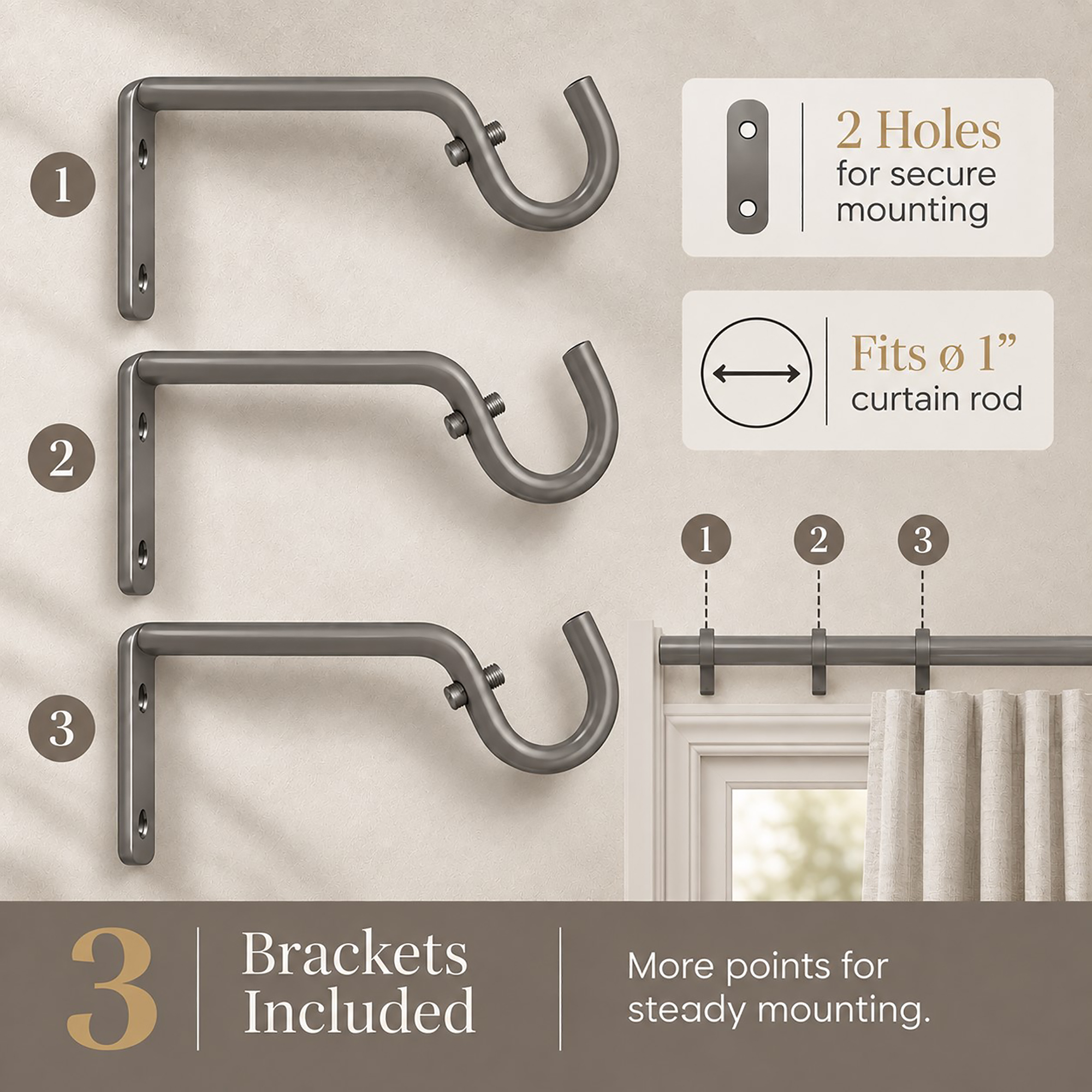 evideco-home-accessories-tringle-rideau-extensible-taupe-127-208-cm image 5