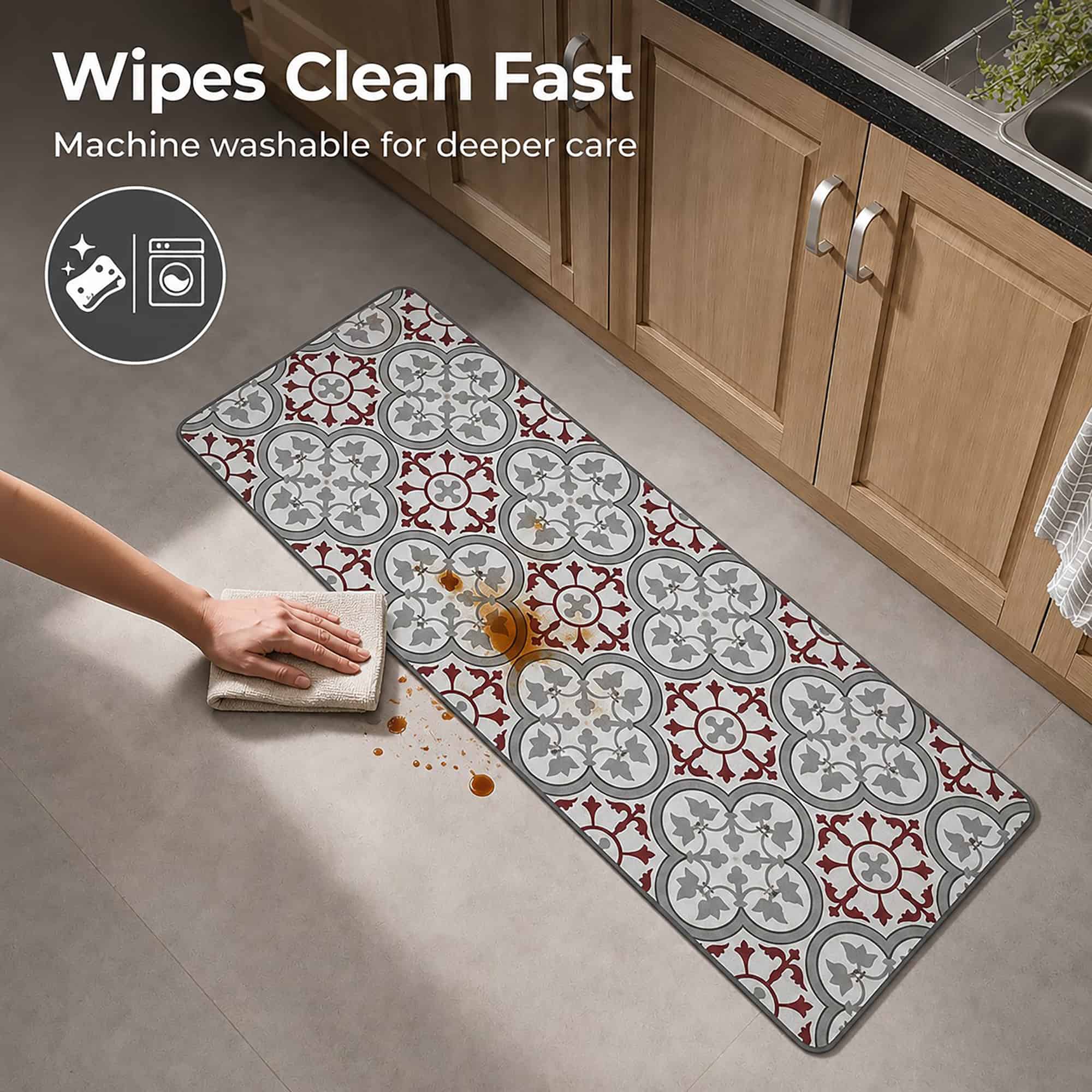 evideco-paco-tapis-cuisine-rouge-gris-carreaux-lot-de-2 image 3