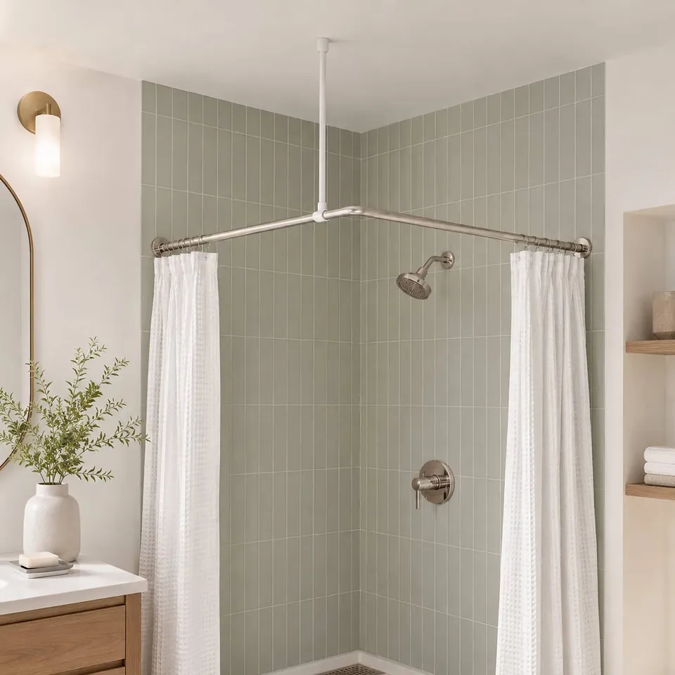 evideco-support-plafond-blanc-tringle-rideau-douche-r-glable image 1