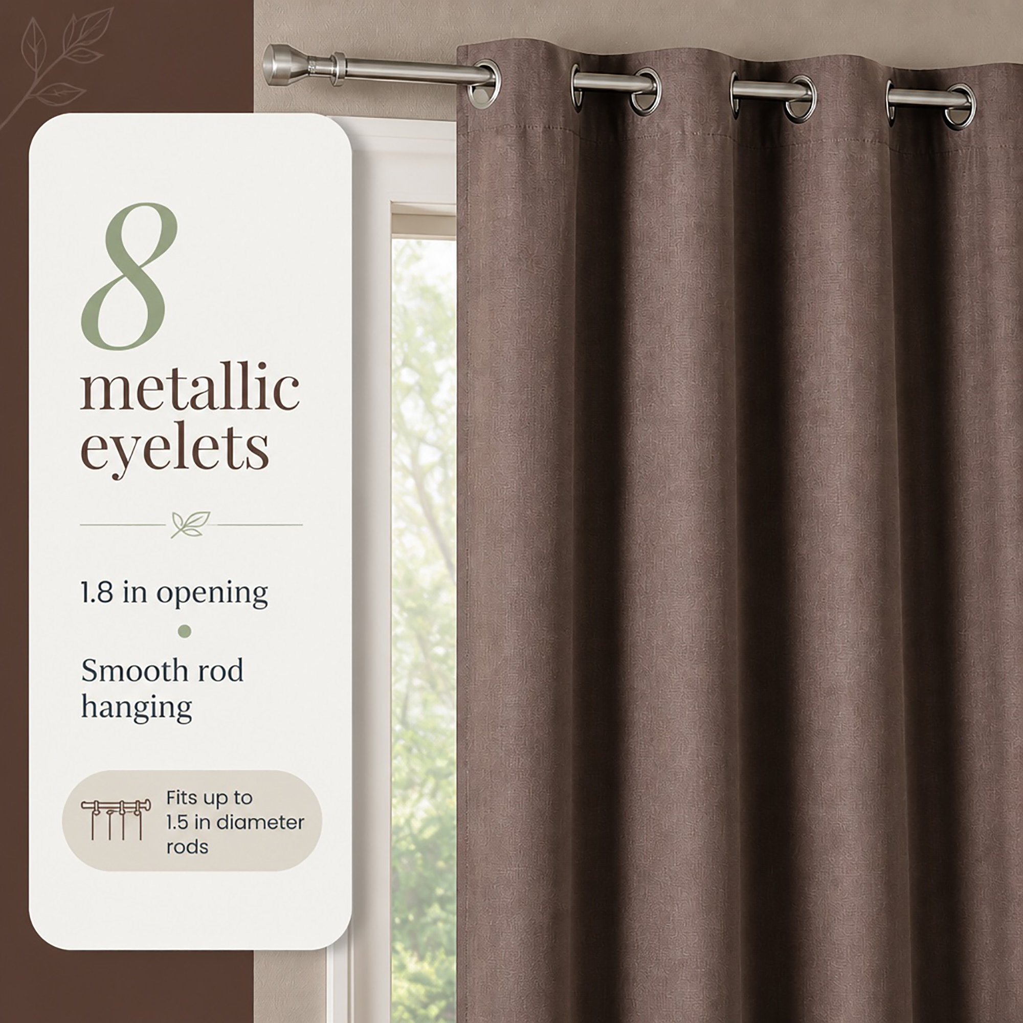 evideco-rideau-coton-marron-mocha-140x241-illets-filtrant image 5