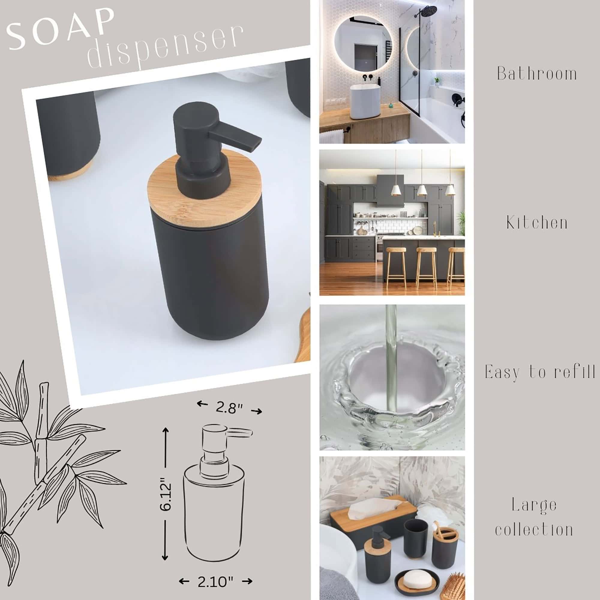 evideco-bathroom-accessories-distributeur-savon-noir-padang-bambou-300-ml image 4