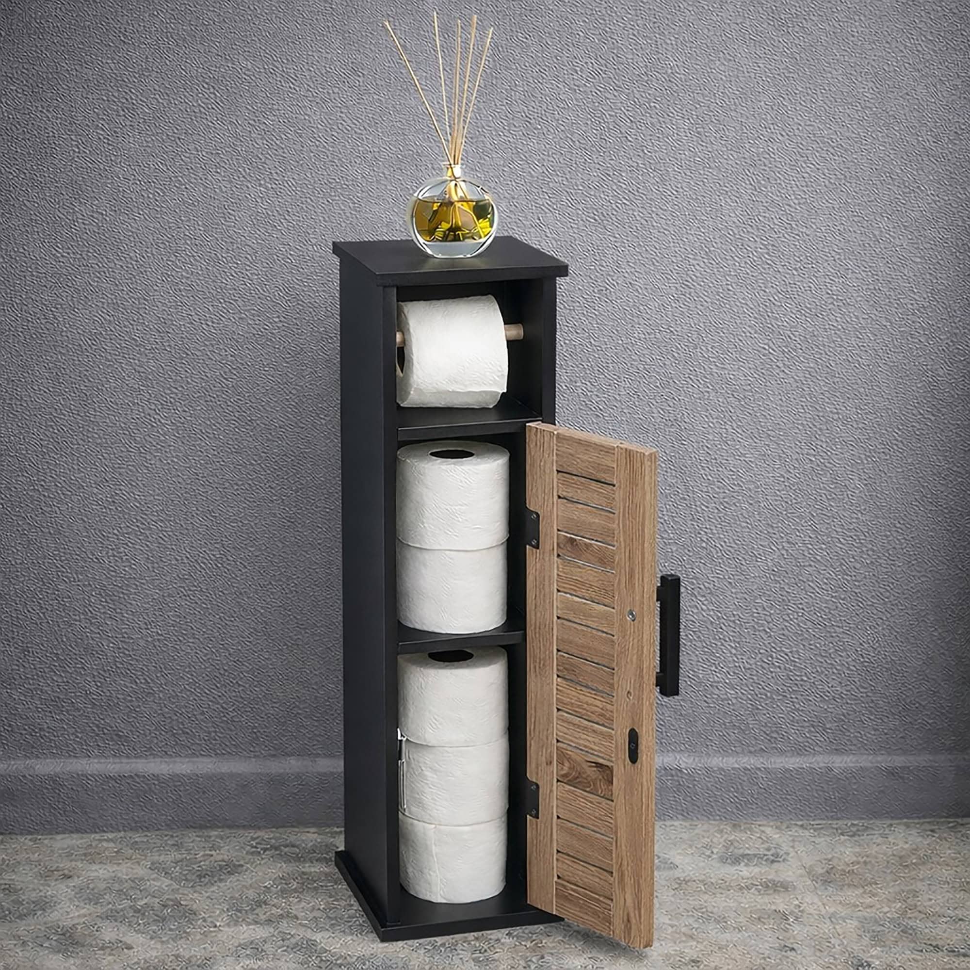 evideco-meuble-wc-noir-marron-bergen-6-rouleaux image 3