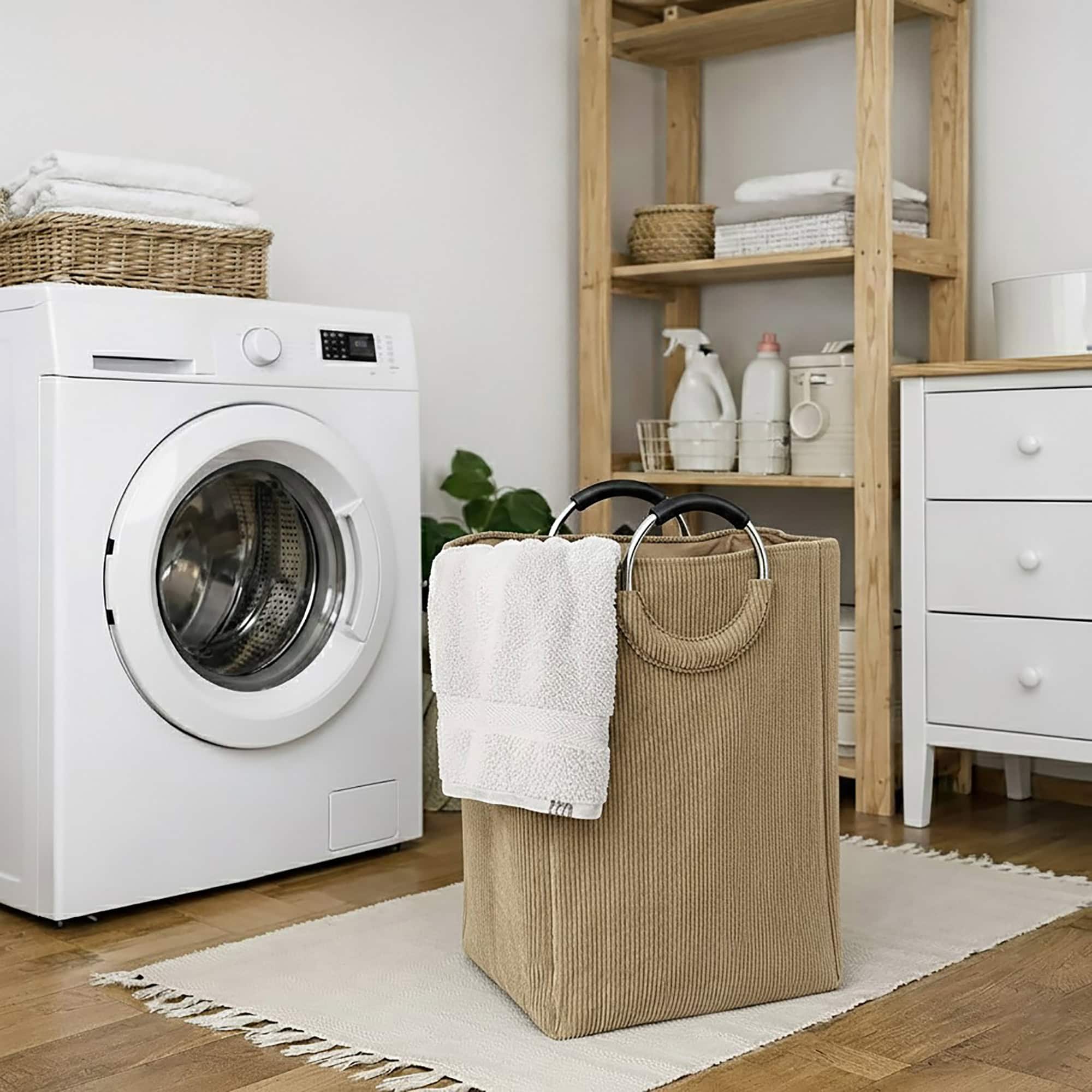 evideco-corduroy-panier-linge-beige-sable-55-l-velours image 3