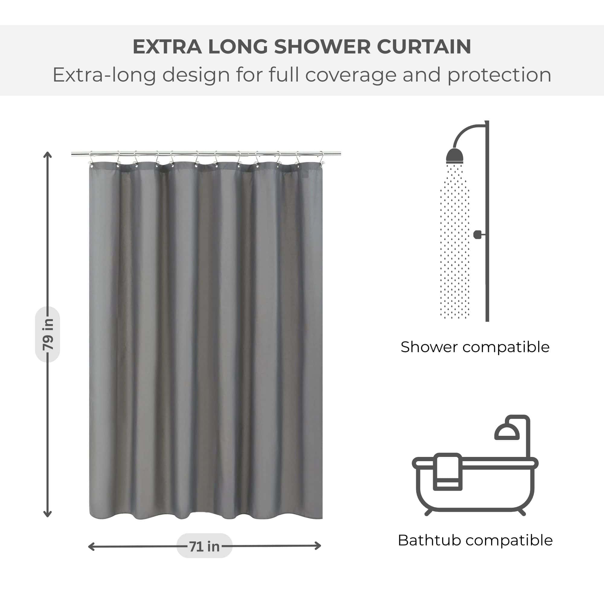 evideco-shower-accessories-doublure-rideau-douche-gris-extra-long image 2