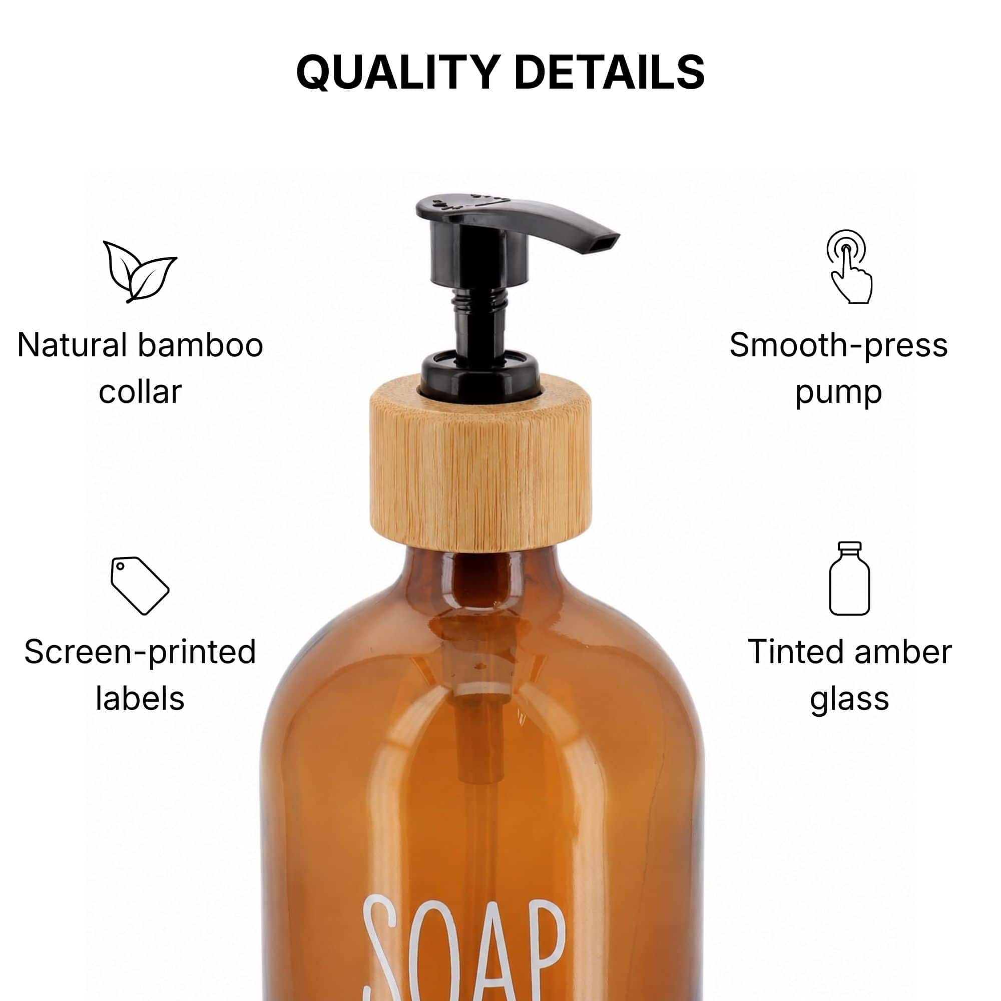 evideco-distributeur-savon-verre-ambr-2x500ml-plateau-bambou image 5