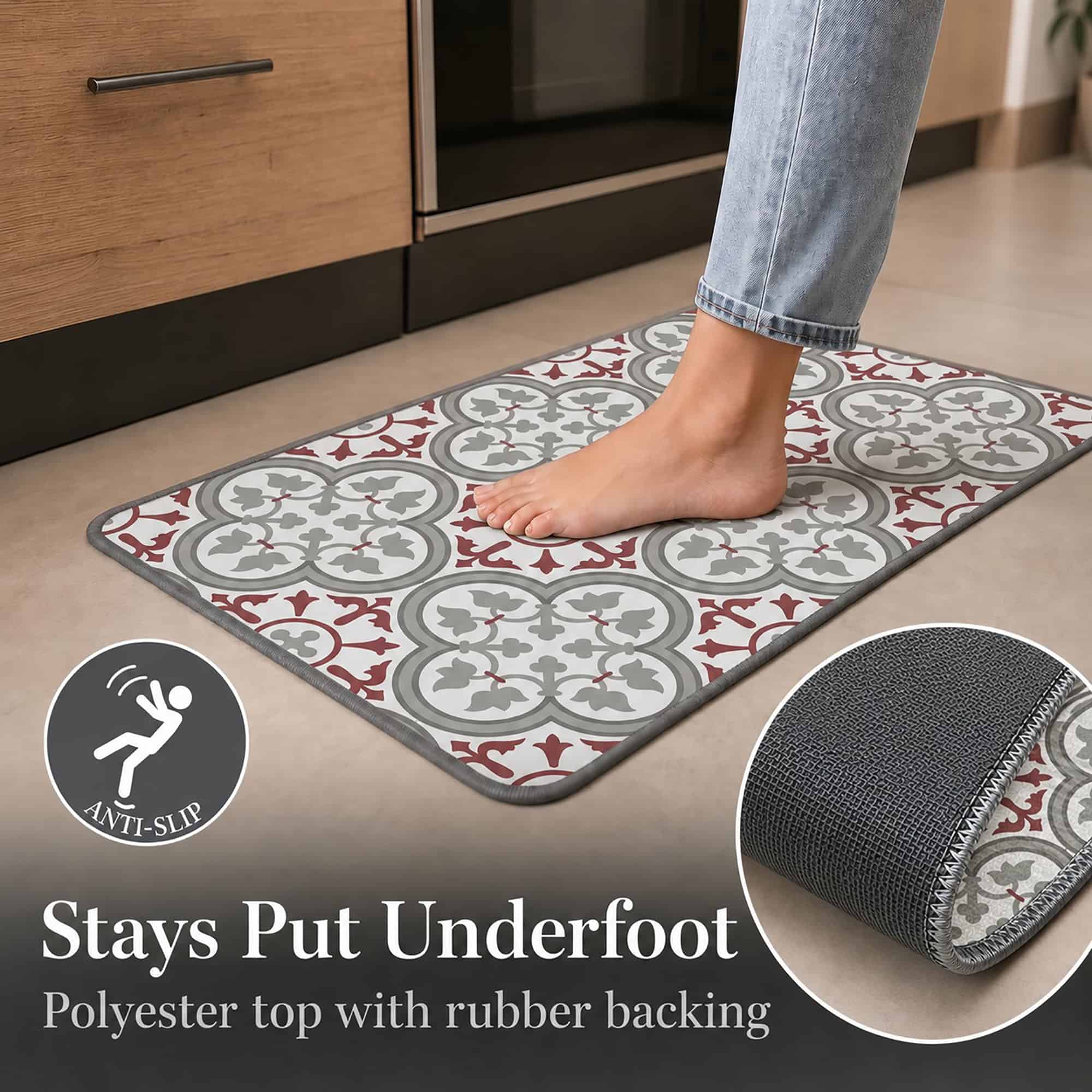 evideco-paco-tapis-cuisine-rouge-gris-carreaux-lot-de-2 image 2