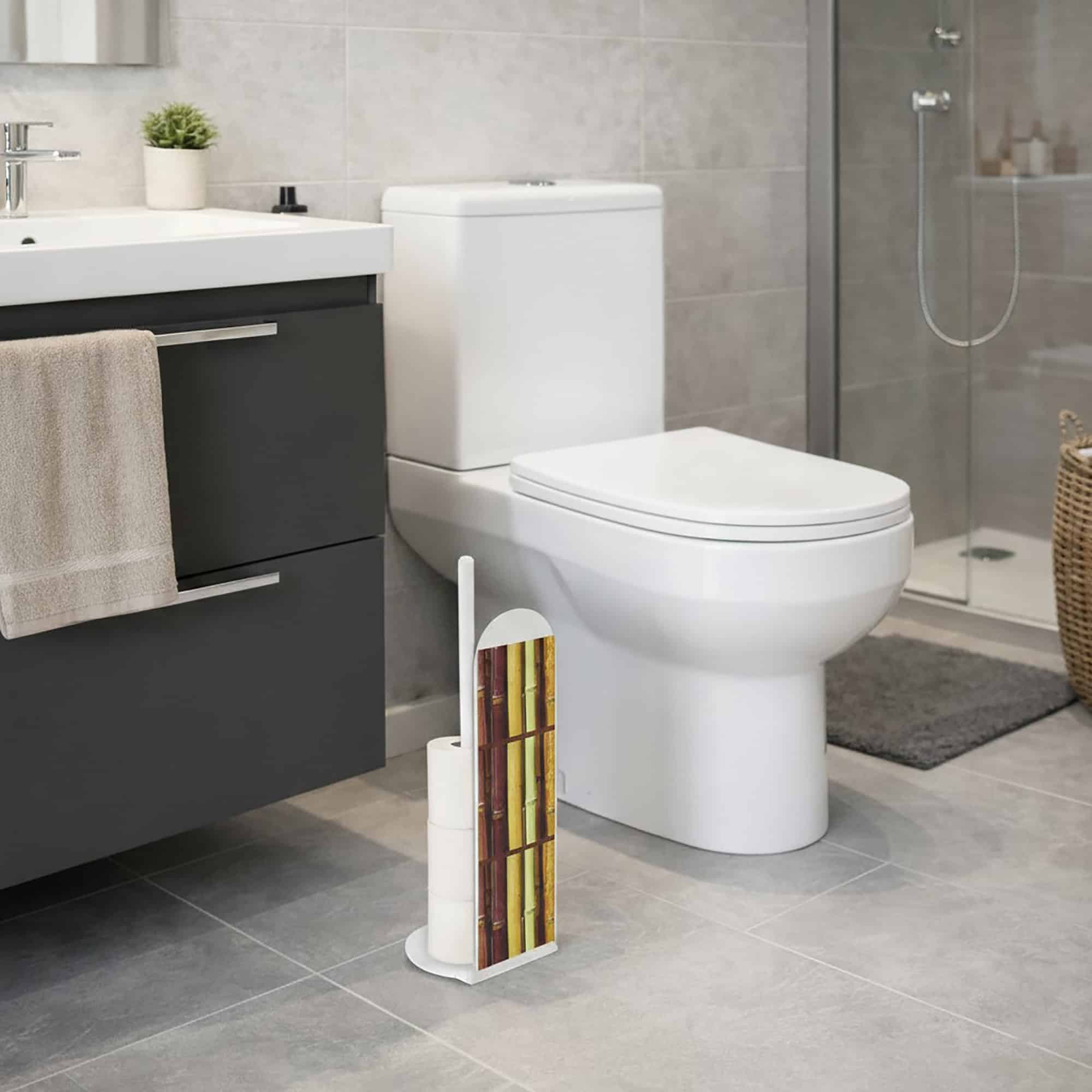 evideco-porte-papier-toilette-sur-pied-bambou-marron-4-rouleaux image 1