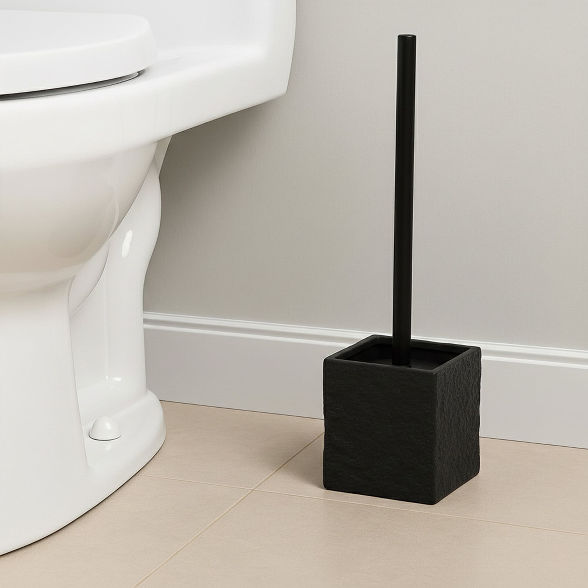 evideco-brosse-wc-noire-effet-pierre-carr-e-avec-support image 2