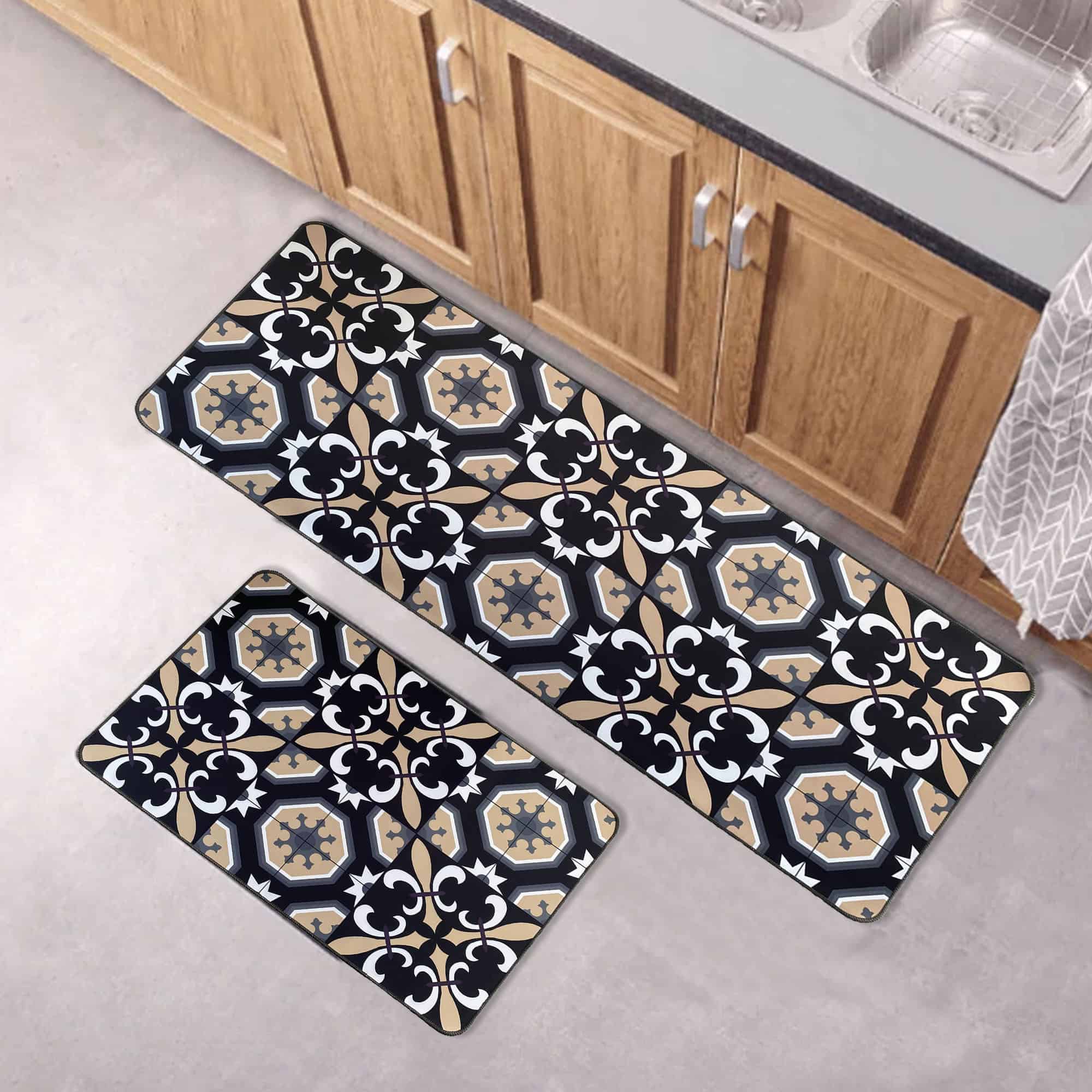 evideco-home-accessories-carmen-tapis-cuisine-noir-beige-47x20 image 5