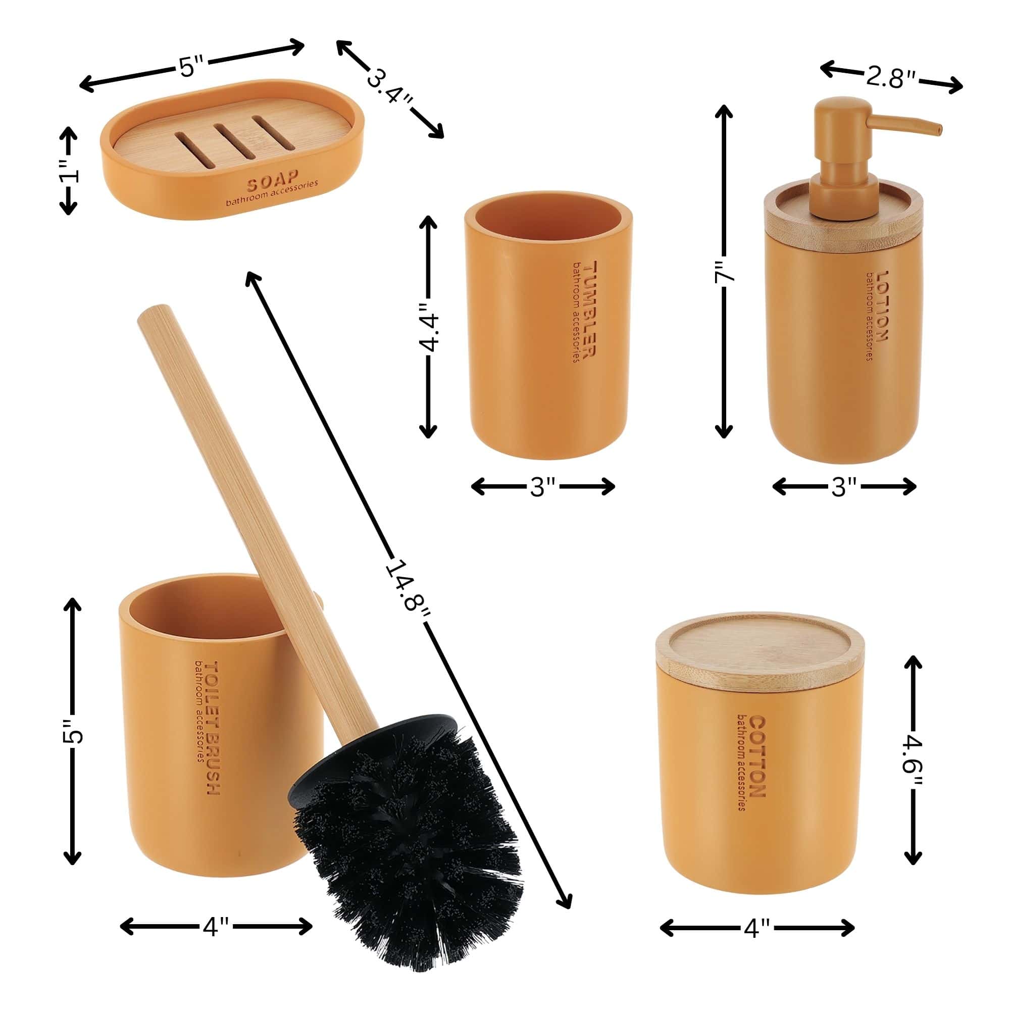 evideco-set-salle-de-bain-5-pi-ces-jaune-moutarde-bambou image 4