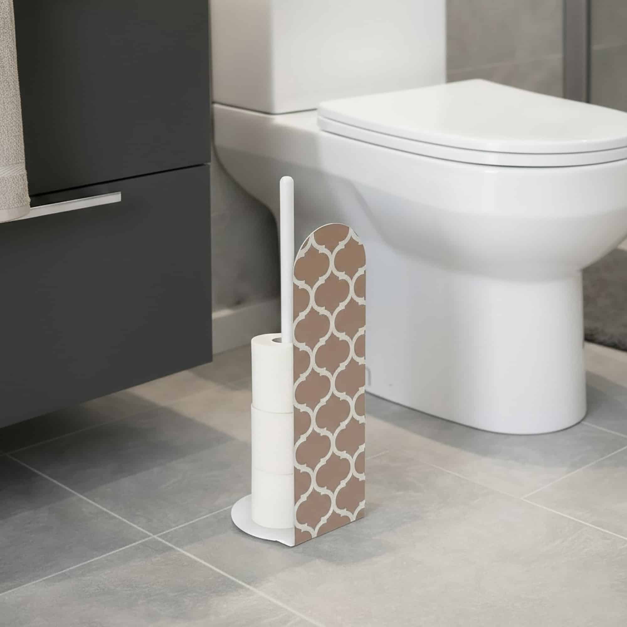 evideco-porte-papier-toilette-beige-sur-pied-g-om-trique-4-rouleaux image 2