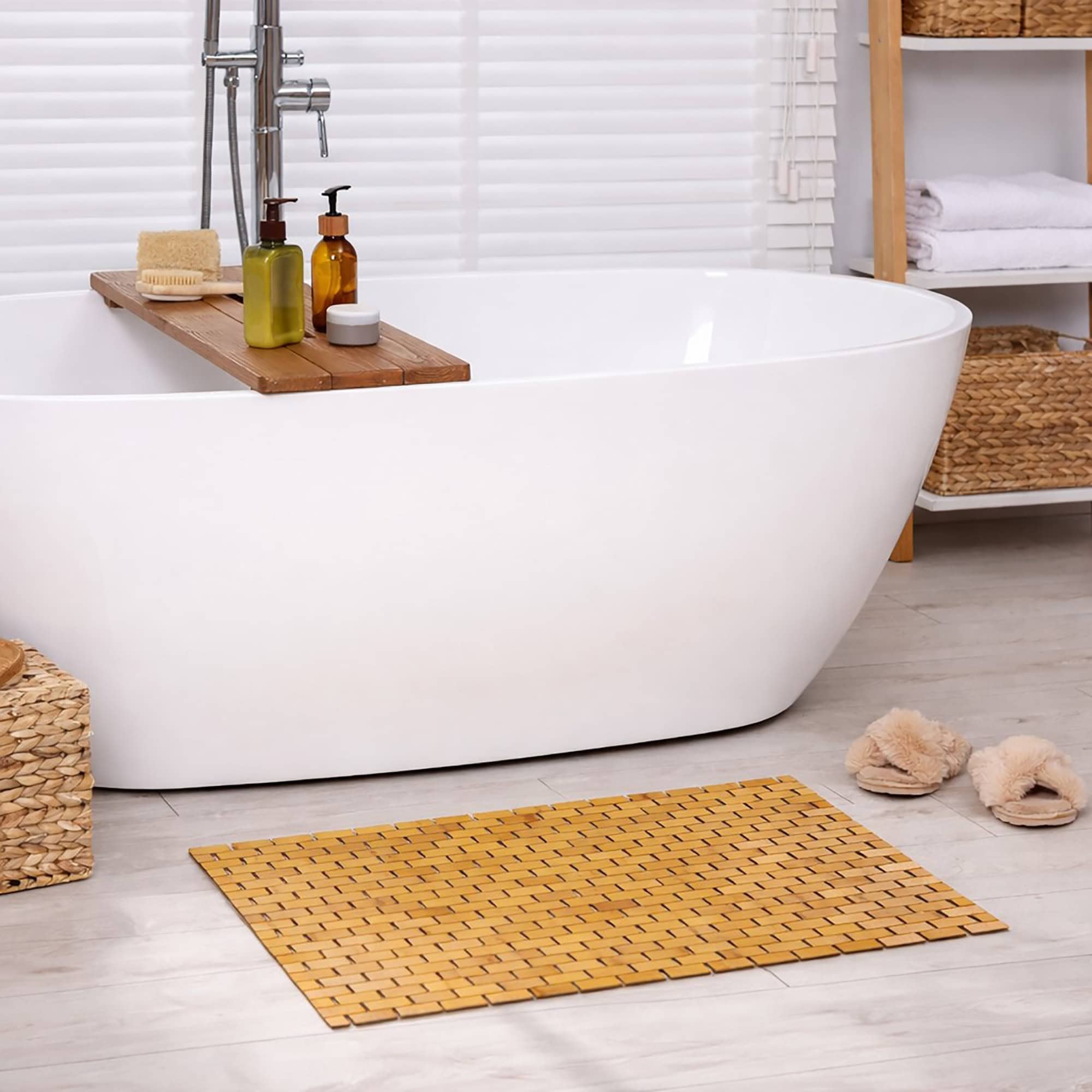 evideco-bathroom-mats-caillebotis-bambou-marron-clair-101x40-cm image 1