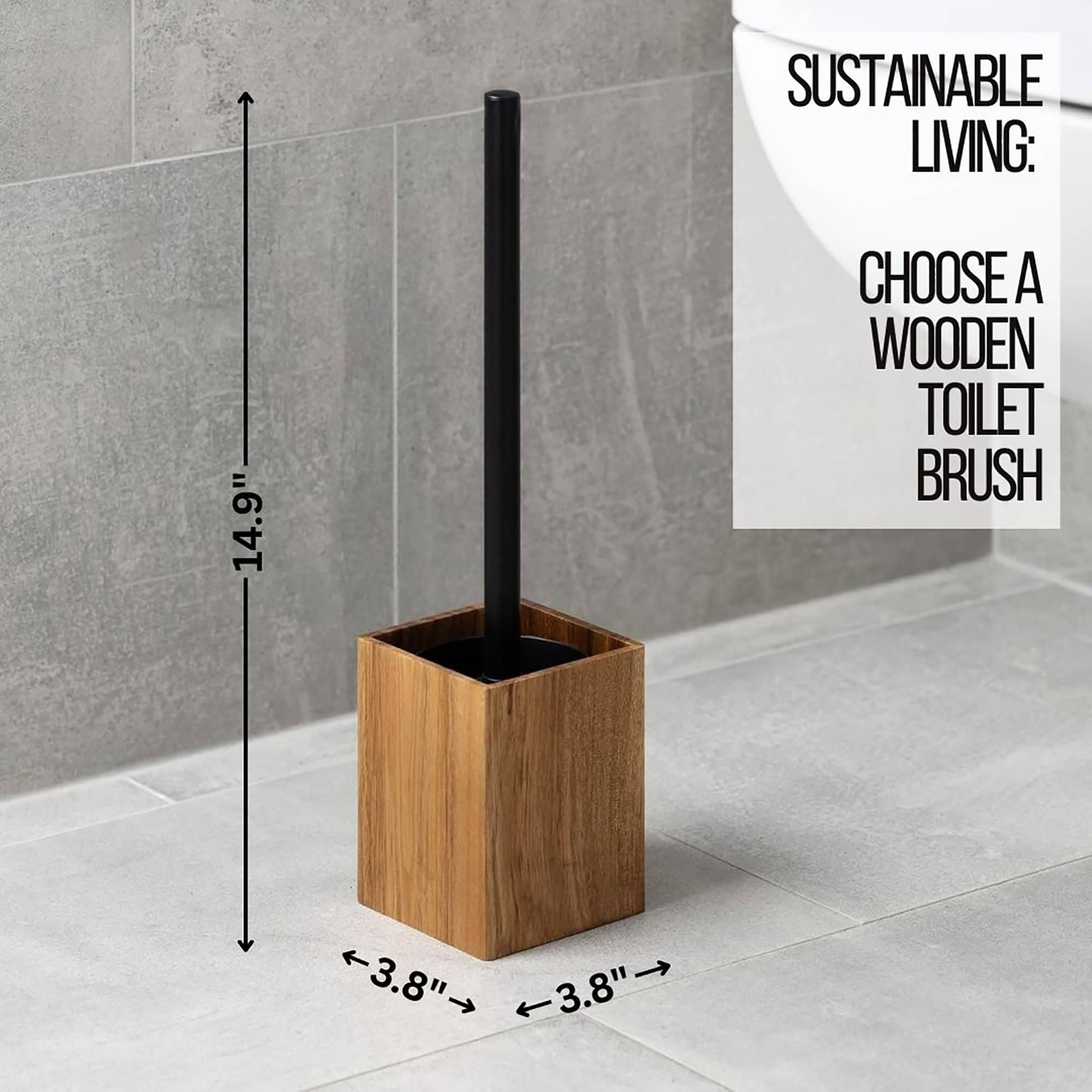evideco-acacia-brosse-wc-bois-marron-carr-e-avec-support image 5