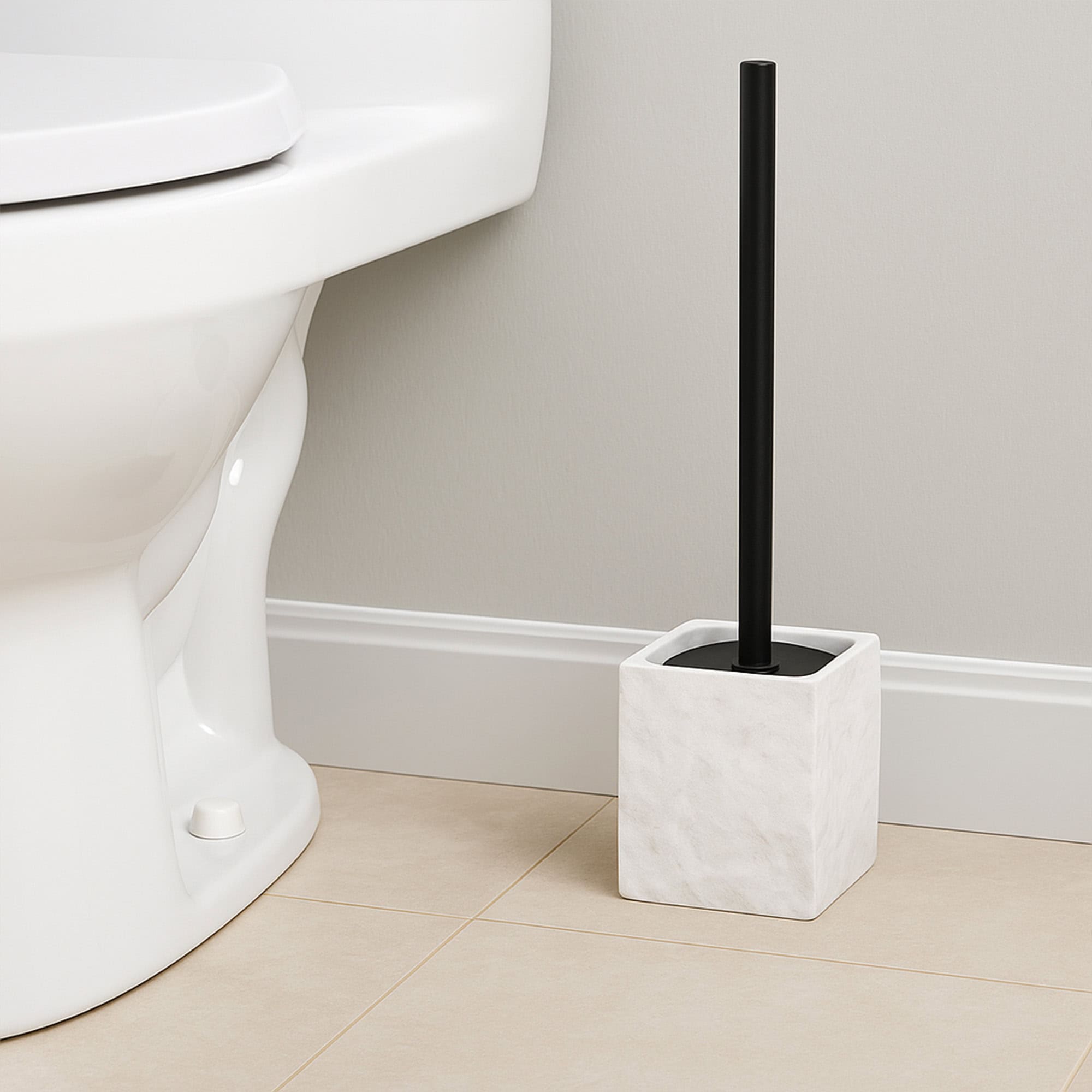 evideco-brosse-wc-carr-e-effet-pierre-blanche-avec-support image 1