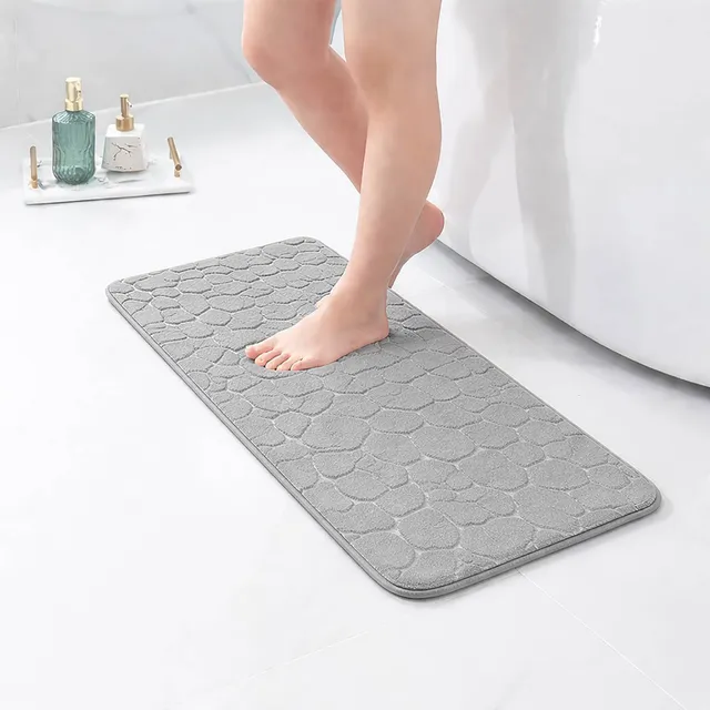 evideco-tapis-de-bain-m-moire-de-forme-gris-clair-galet-122x46 image 1