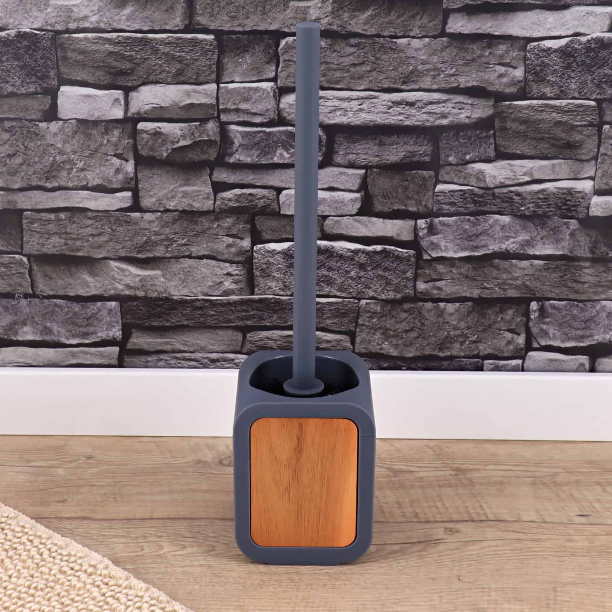 evideco-brosse-wc-gris-caoutchouc-acacia-avec-support image 4