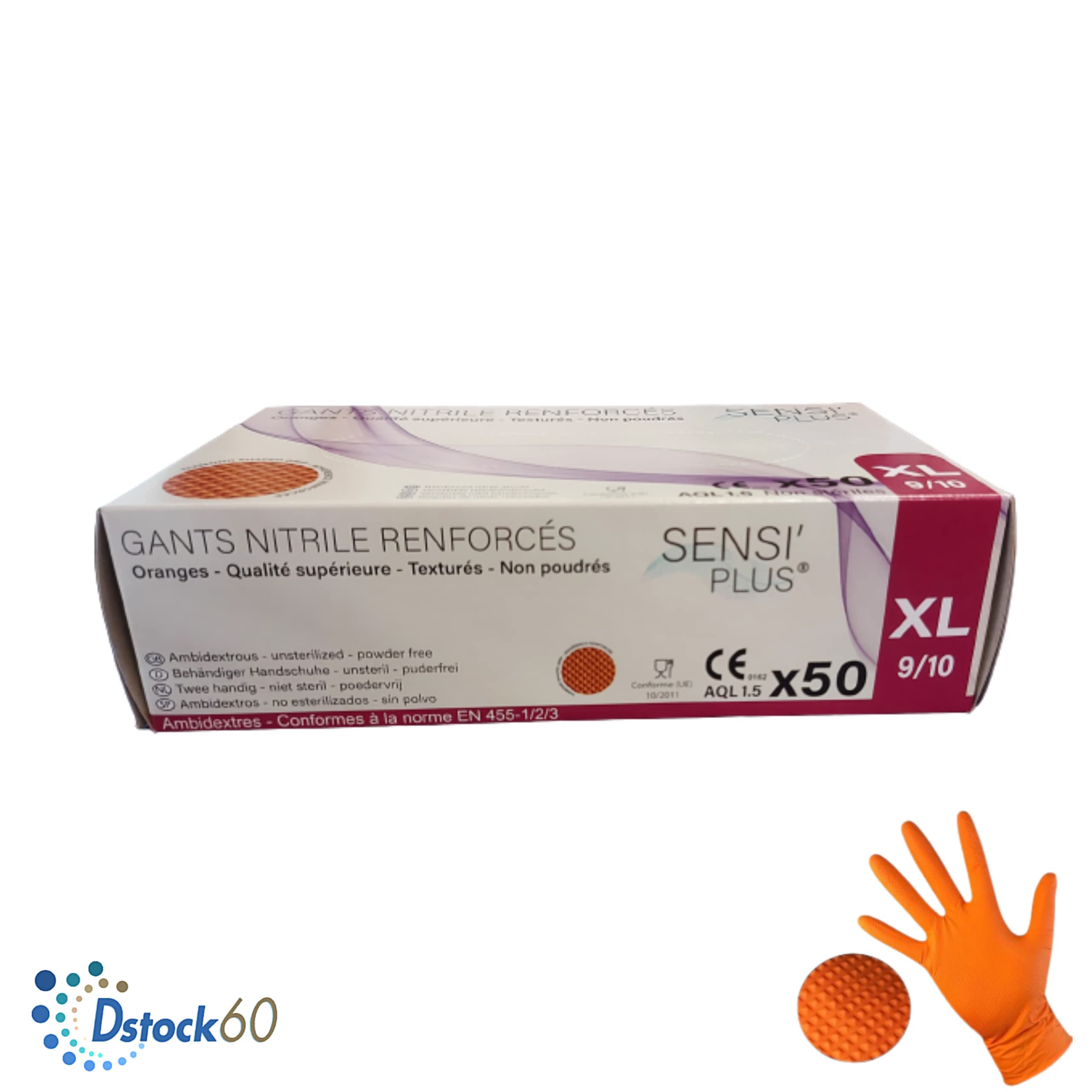 dstock60-sensi-plus-gants-nitrile-orange-xl-bo-te-50-diamant image 4