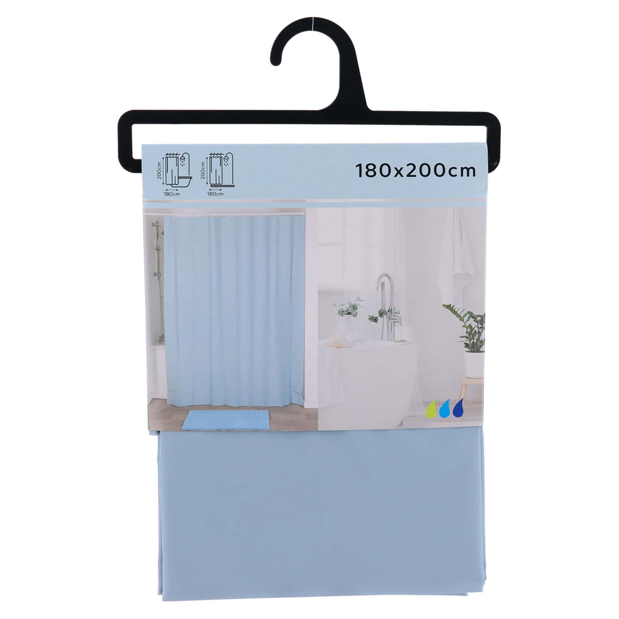 evideco-shower-accessories-rideau-douche-bleu-clair-180x200-cm-peva image 7
