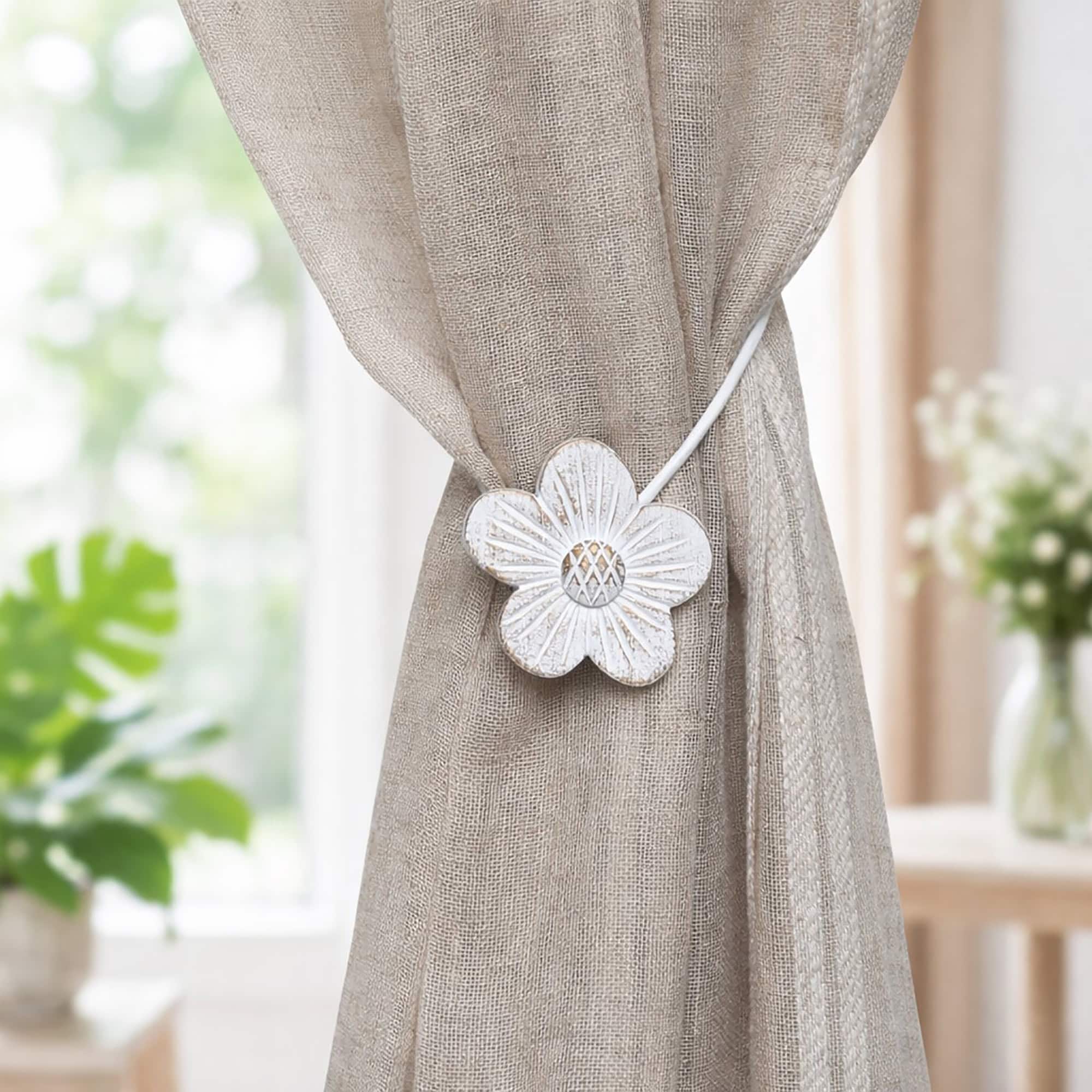 evideco-home-accessories-lot-2-embrasses-rideaux-fleur-blanc-dor-magn-tique image 8
