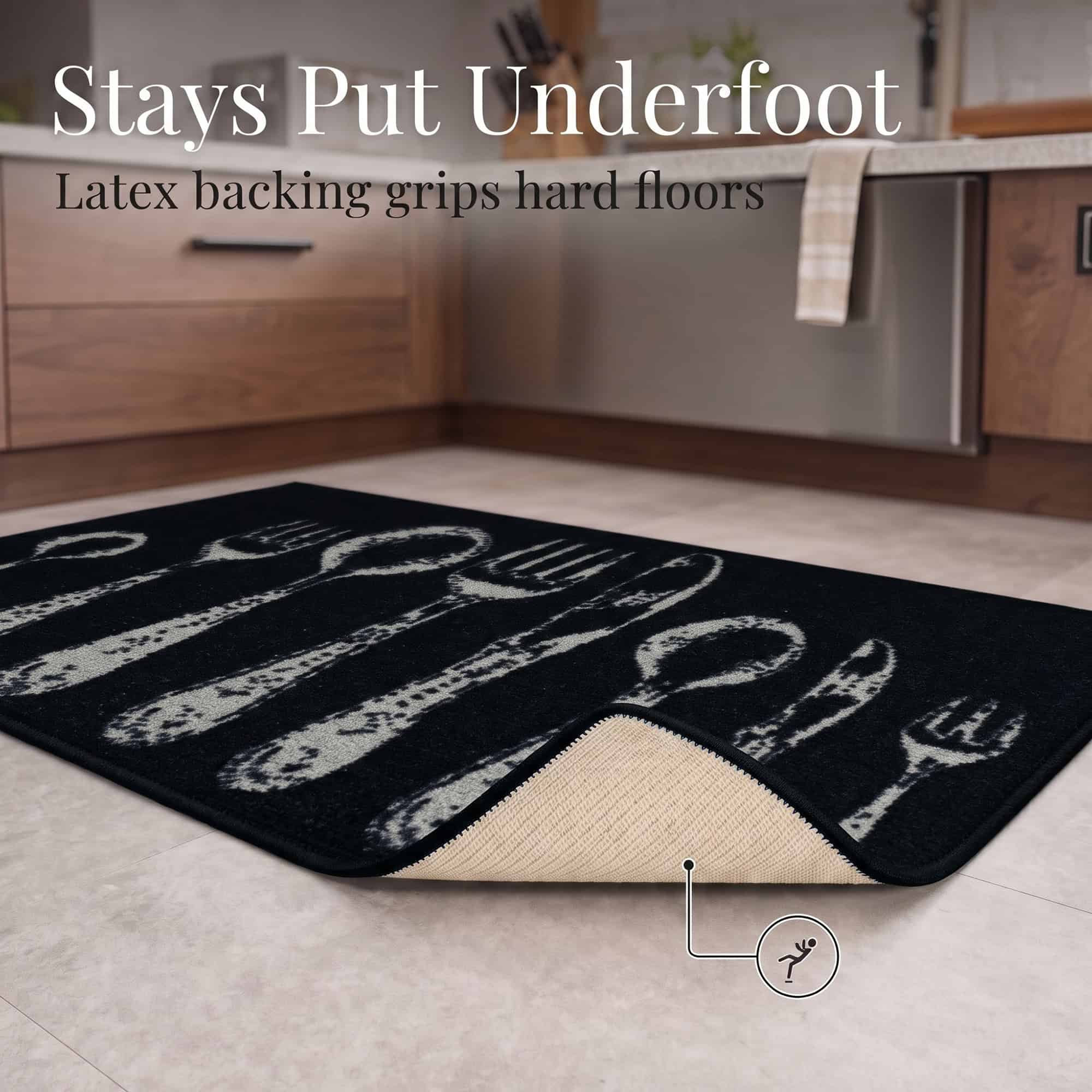 evideco-home-accessories-tapis-cuisine-noir-couverts-effet-laine-81x51cm image 4