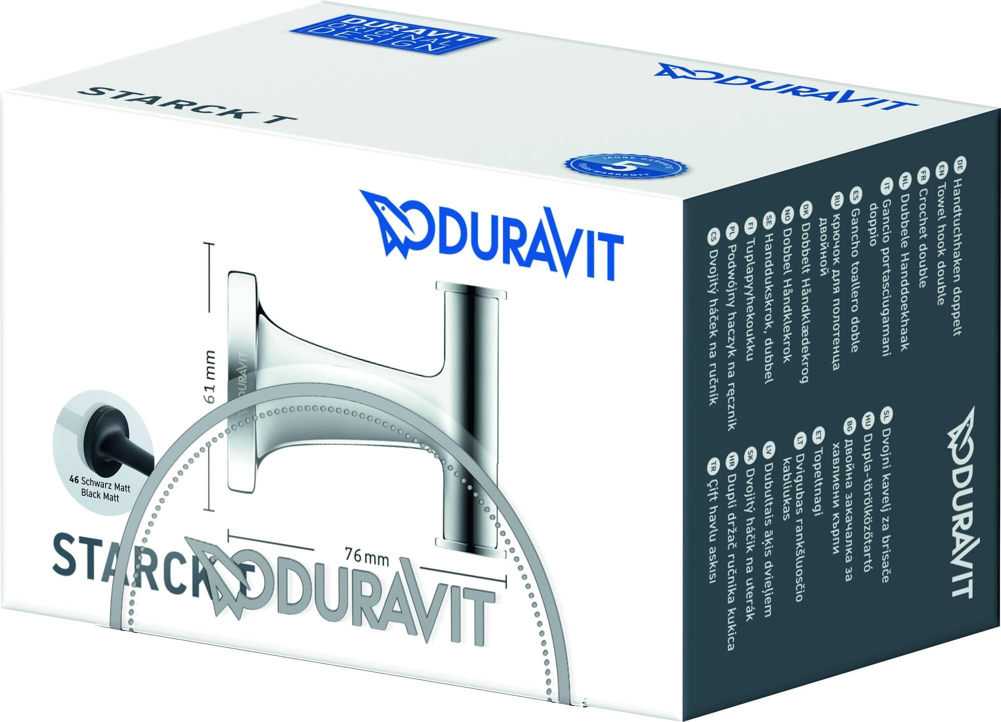 duravit-starck-t-crochet-double-noir-mat-0099304600 image 2