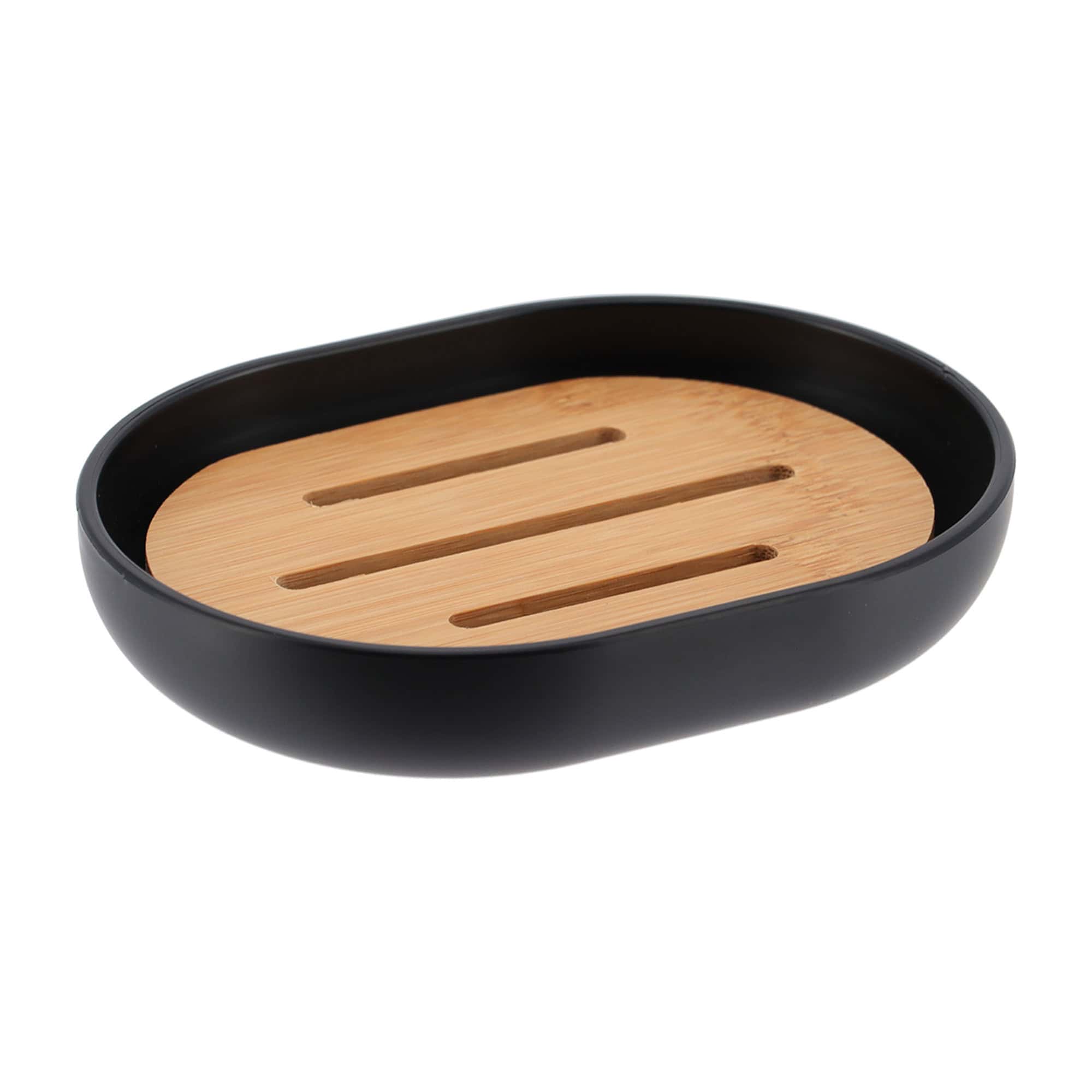 evideco-padang-porte-savon-noir-plateau-bambou-gouttoir image 8