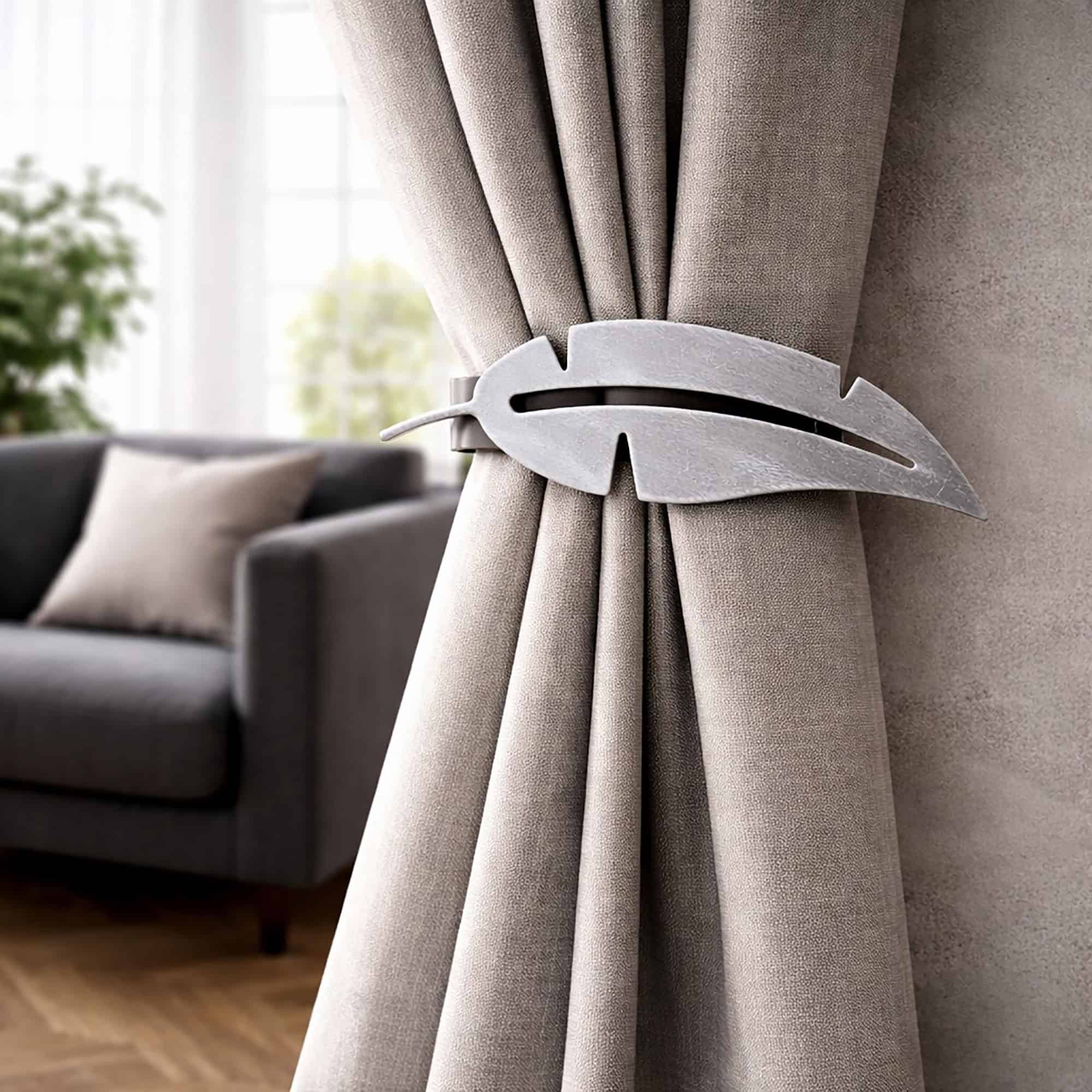 evideco-home-accessories-embrasse-rideau-plume-m-tal-gris-blanc-lot-2 image 7